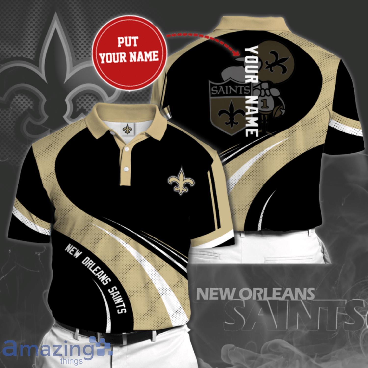 Custom Name New Orleans Saints Professional Football Team Black 3D Polo  Shirt For Fans