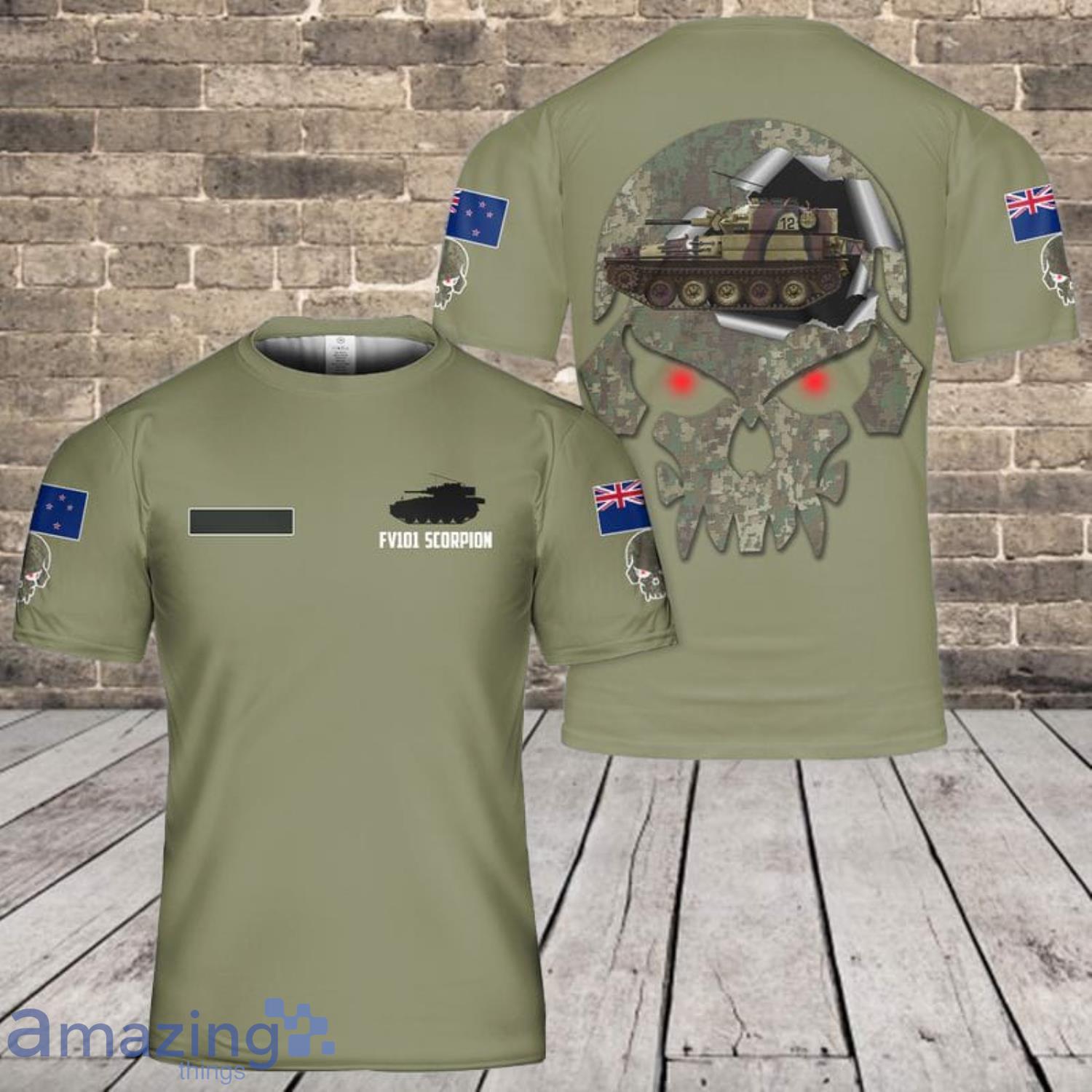 Custom Name New Zealand Army FV101 Scorpion 3D T-Shirt Best Gift Product Photo 1