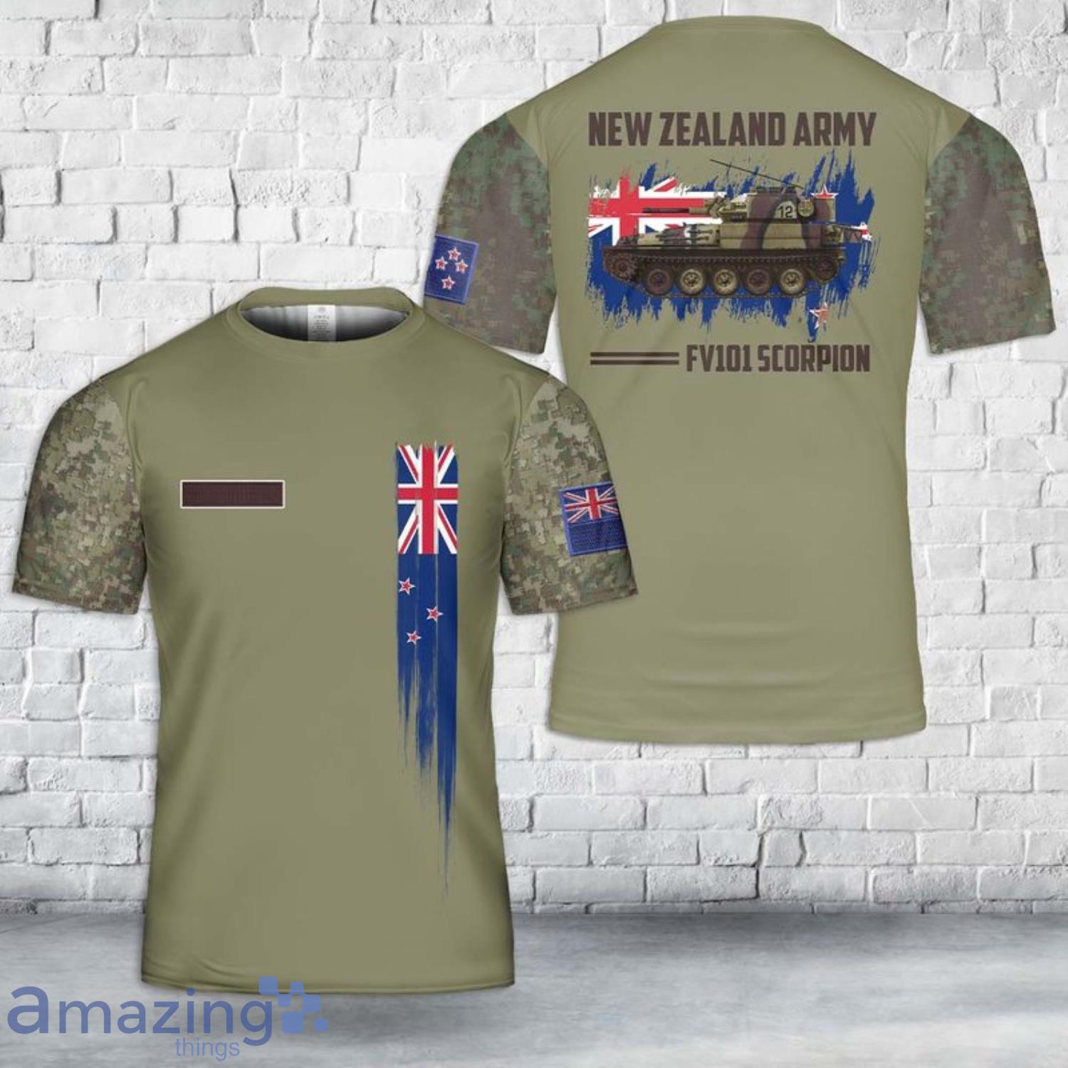 Custom Name New Zealand Army FV101 Scorpion 3D T-Shirt Product Photo 1