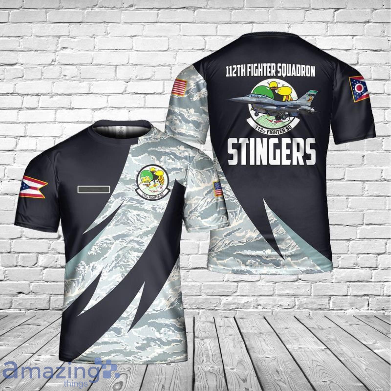 Custom Name Ohio 112th Fighter Squadron General Dynamics F-16 Fighting Falcon 3D T-Shirt Product Photo 1