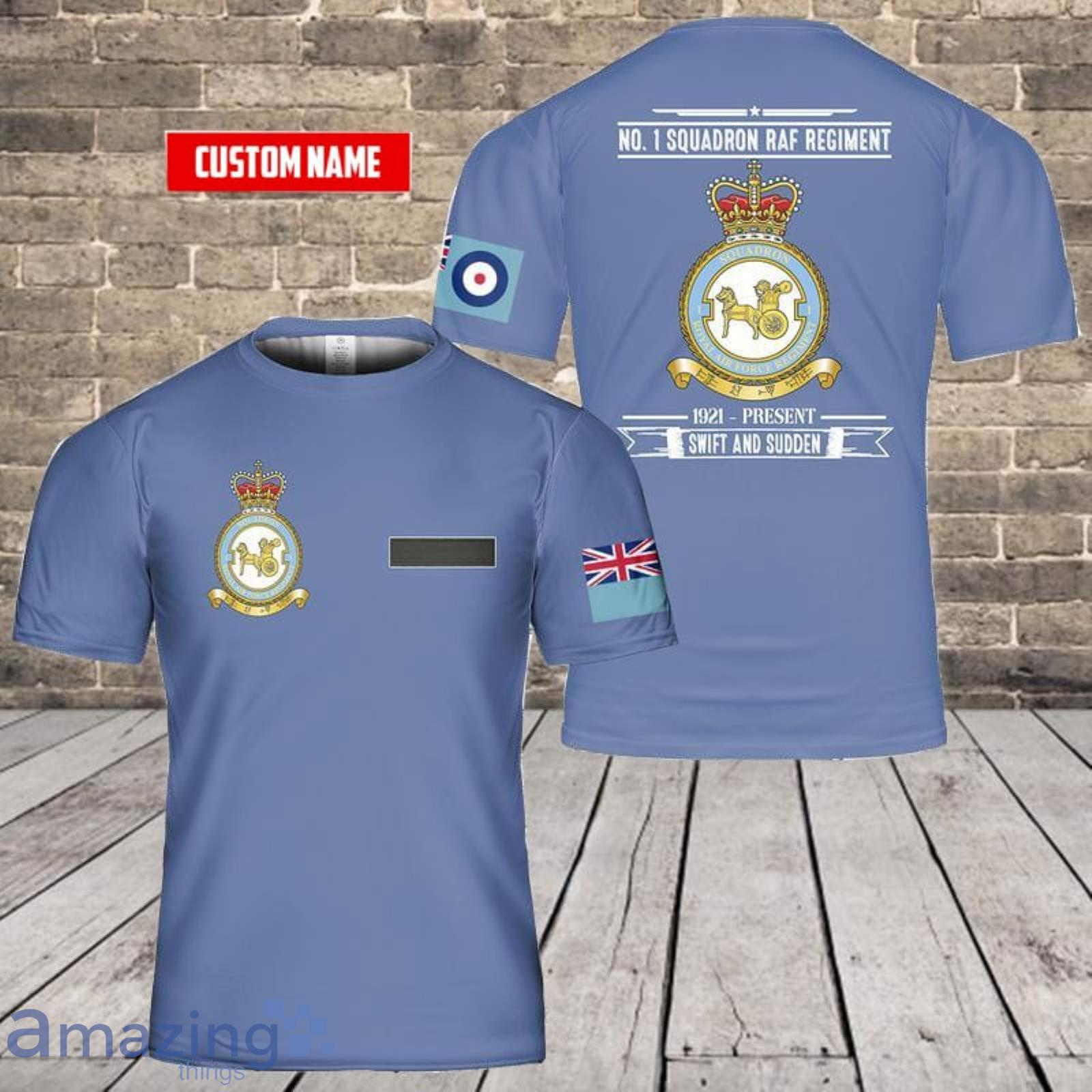 luge Bluebell Samler blade Custom Name Royal Air Force No. 1 Squadron RAF Regiment 3D T-Shirt For Fans