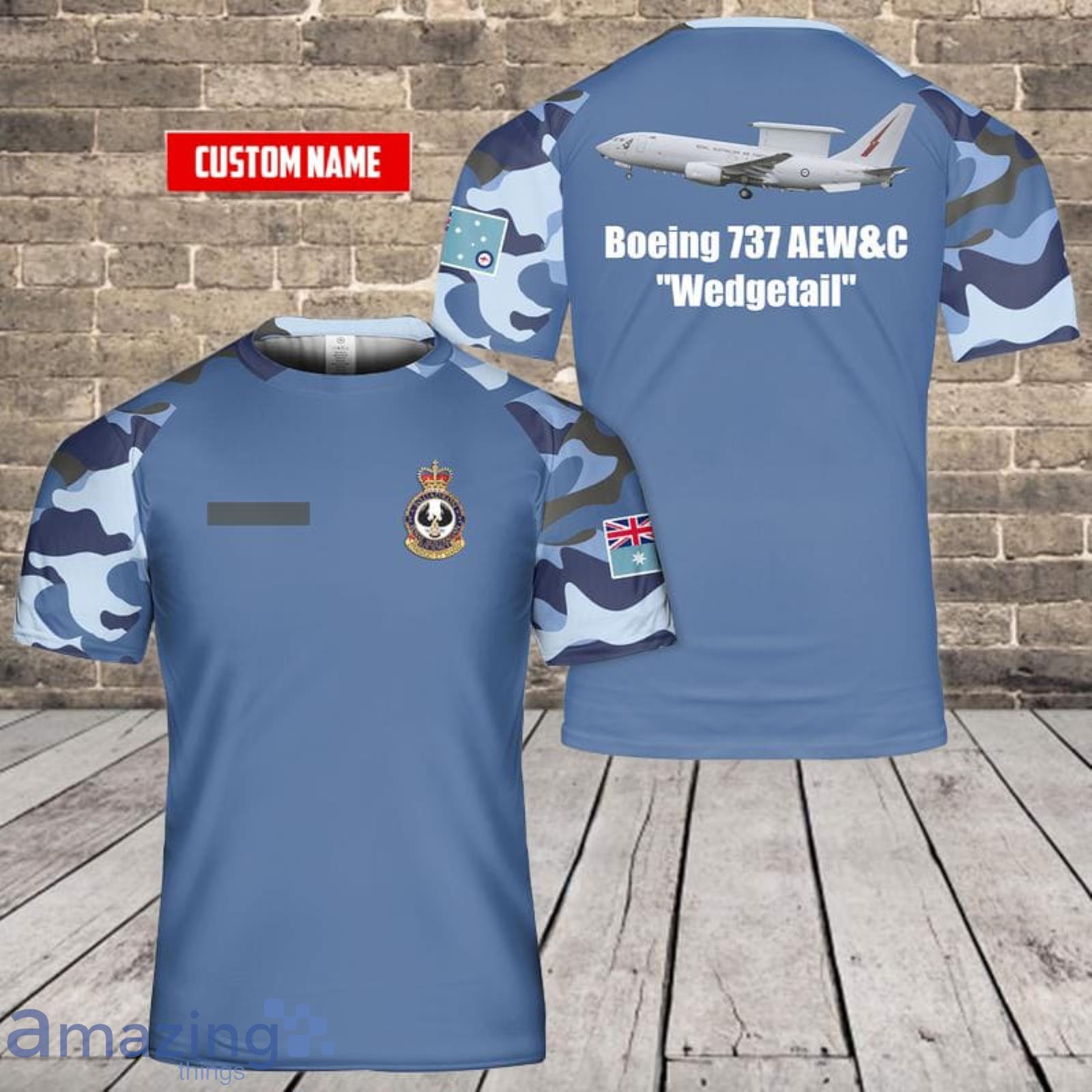 Custom Name Royal Australian Air Force No. 2 Squadron RAAF Boeing 737 AEW&C Wedgetail 3D T-Shirt  For Fans Product Photo 1