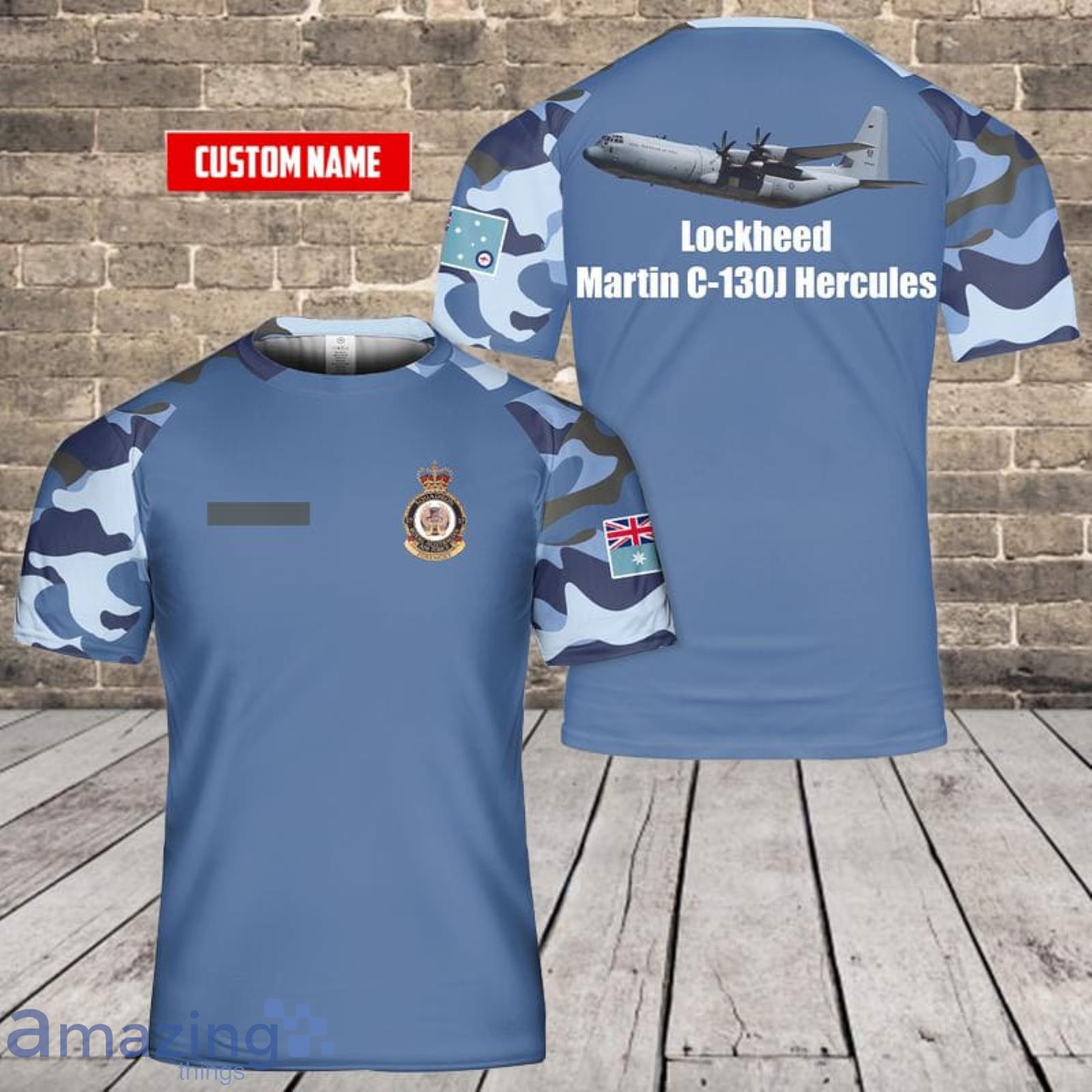 Custom Name Royal Australian Air Force No. 37 Squadron RAAF Lockheed Martin C-130J Hercules 3D T-Shirt  For Fans Product Photo 1