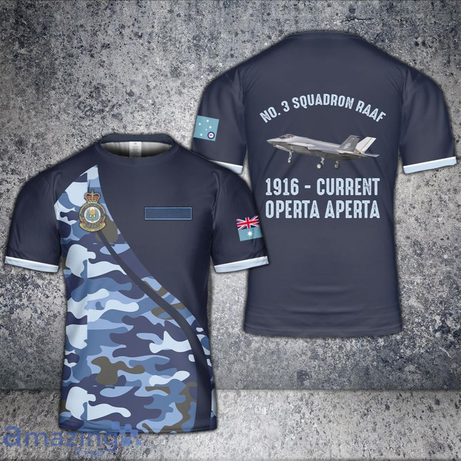 Custom Name Royal Australian Air Force No. 81 Wing No. 3 Squadron RAAF F-35A Lightning II 3D T-Shirt Product Photo 1