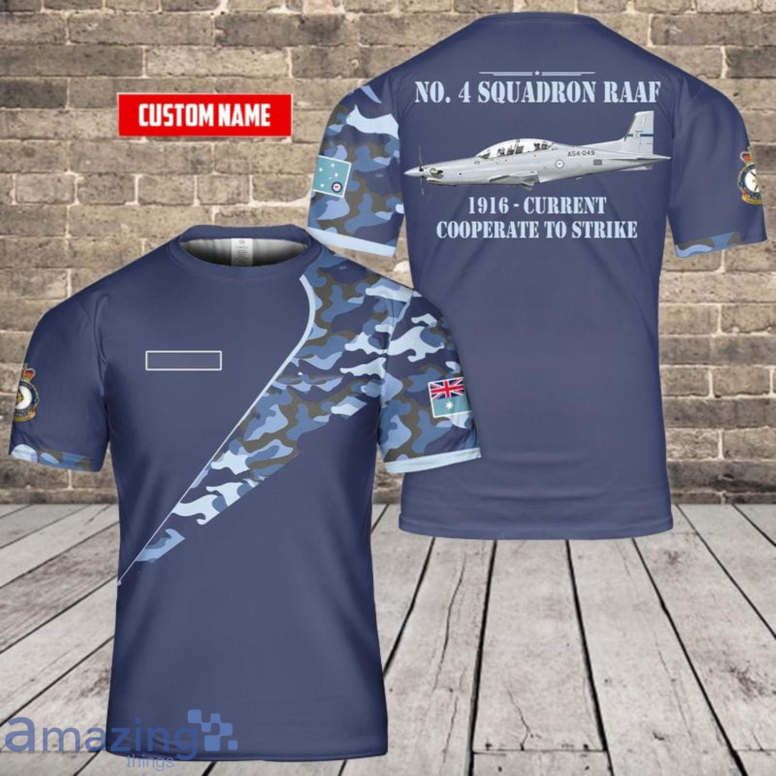 Custom Name Royal Australian Air Force No. 82 Wing, No. 4 Squadron RAAF F-35A Lightning II 3D T-Shirt  For Fans Product Photo 1