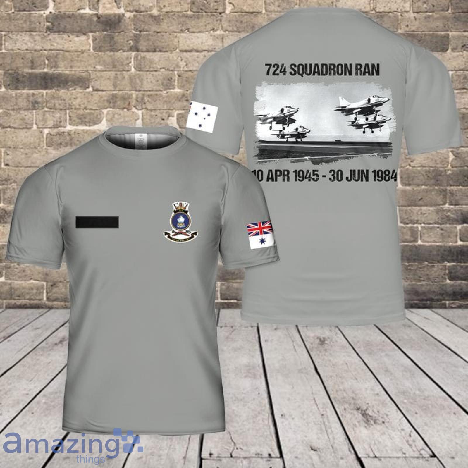 Custom Name Royal Australian Navy 724 Squadron RAN Douglas TA4G Skyhawk 3D T-Shirt Product Photo 1