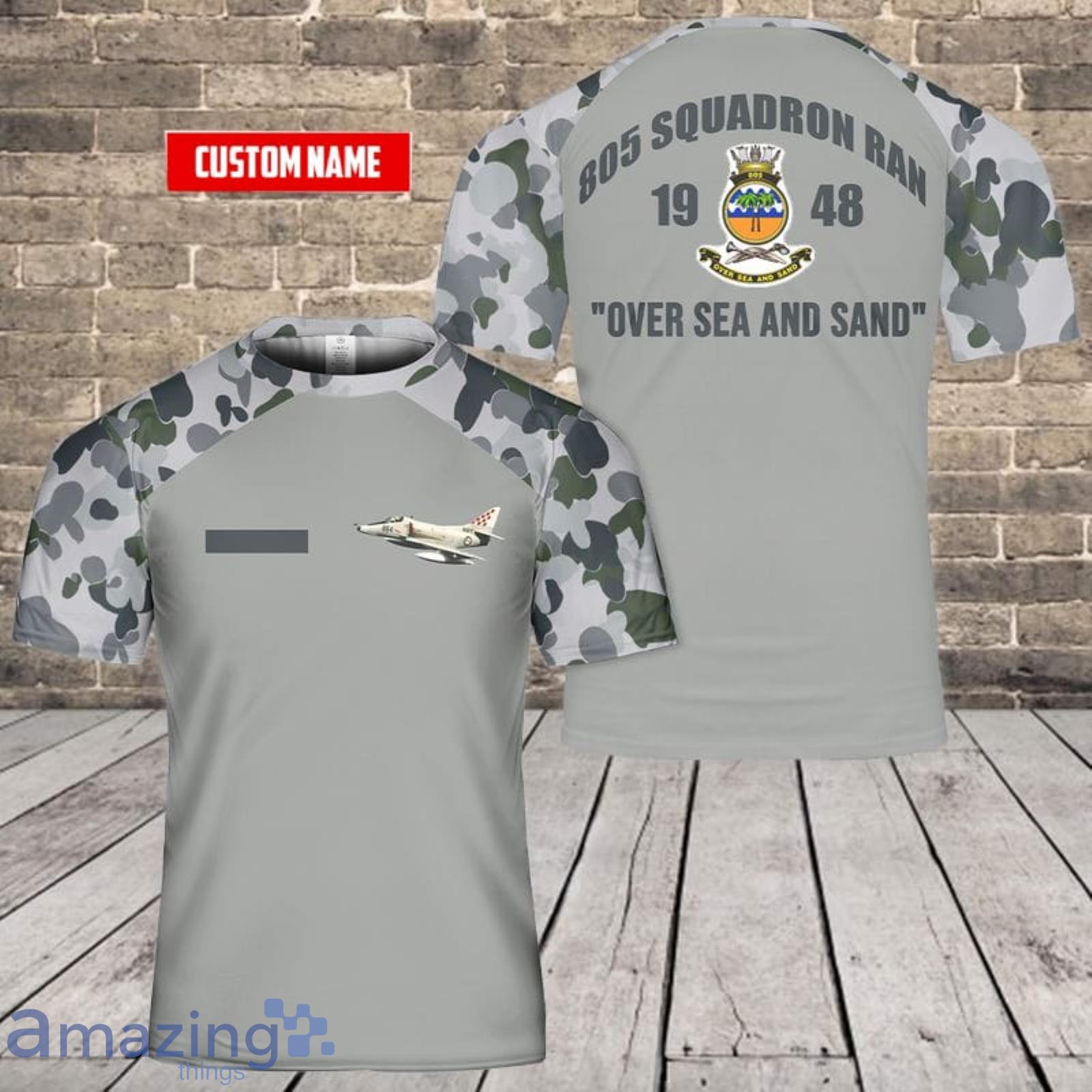 Custom Name Royal Australian Navy 805 Squadron RAN McDonnell Douglas A4G Skyhawk 3D T-Shirt  For Fans Product Photo 1