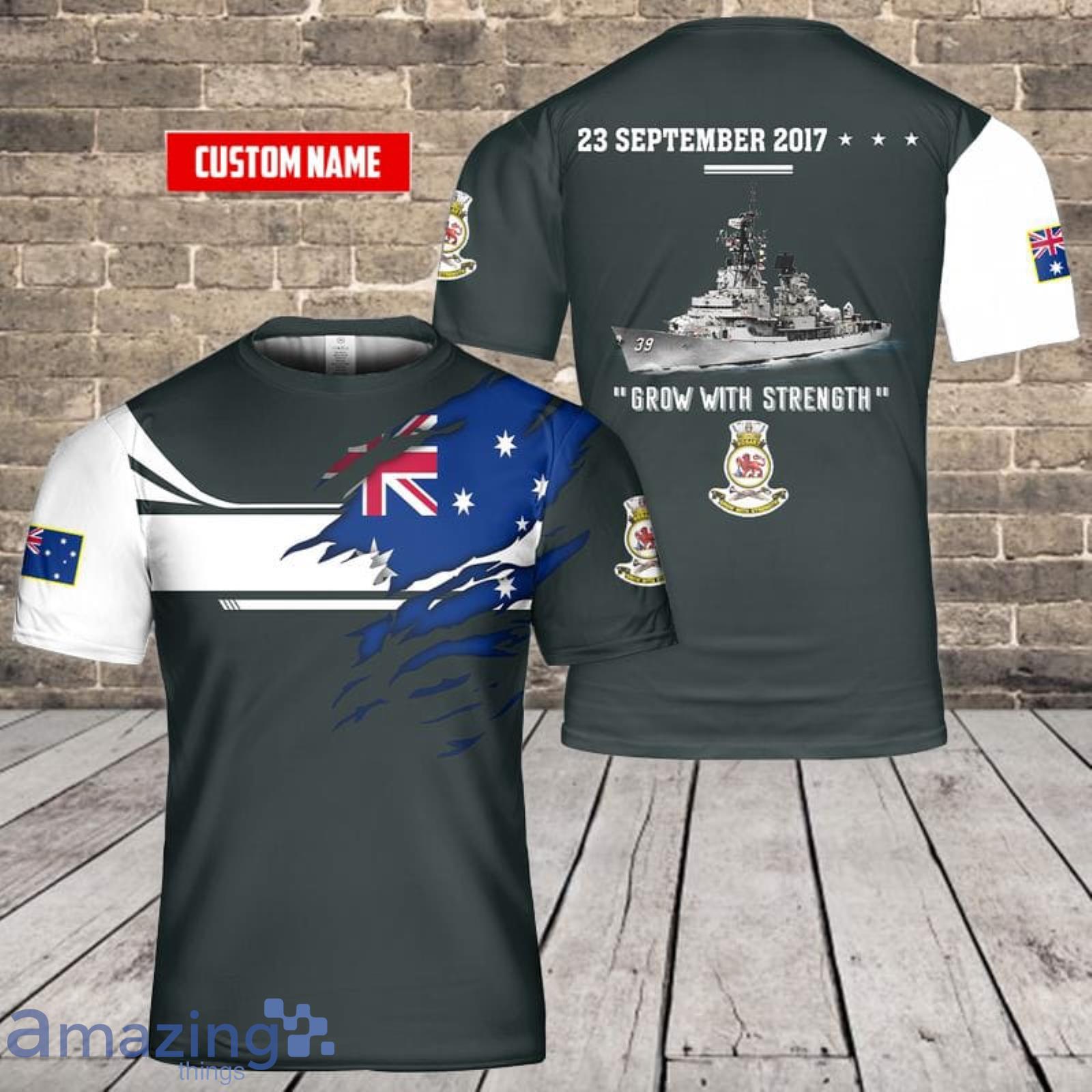 Custom Name Royal Australian Navy HMAS Hobart (DDG 39) 3D T-Shirt  For Fans Product Photo 1