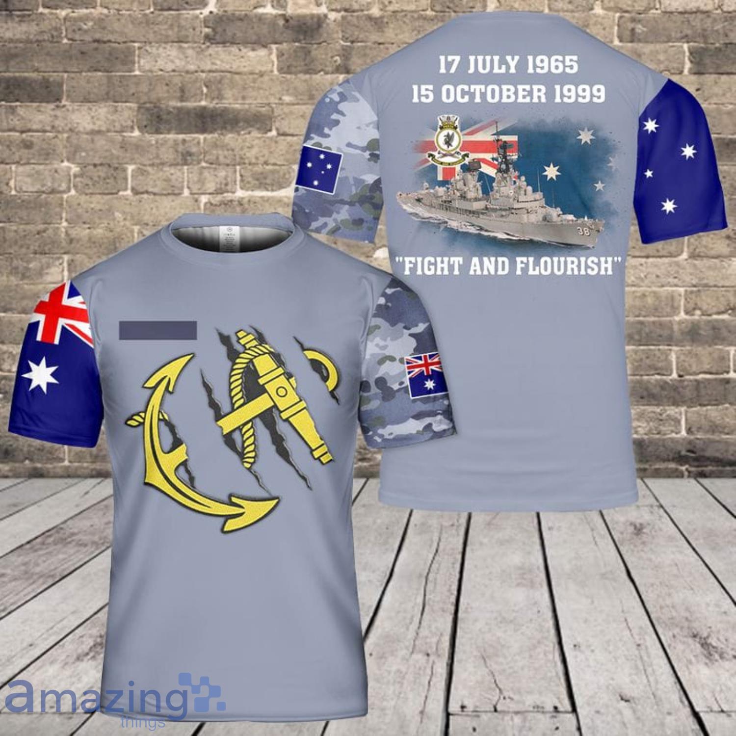 Custom Name Royal Australian Navy HMAS Perth 2 (D 38) 3D T-Shirt Product Photo 1