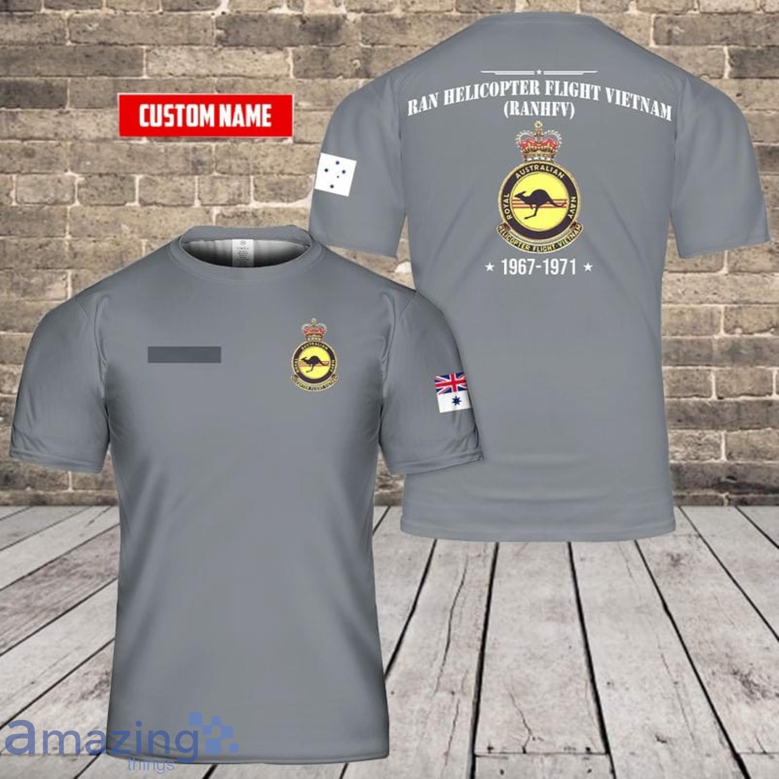 Custom Name Royal Australian Navy RAN Helicopter Flight Vietnam 3D T-Shirt  For Fans Product Photo 1