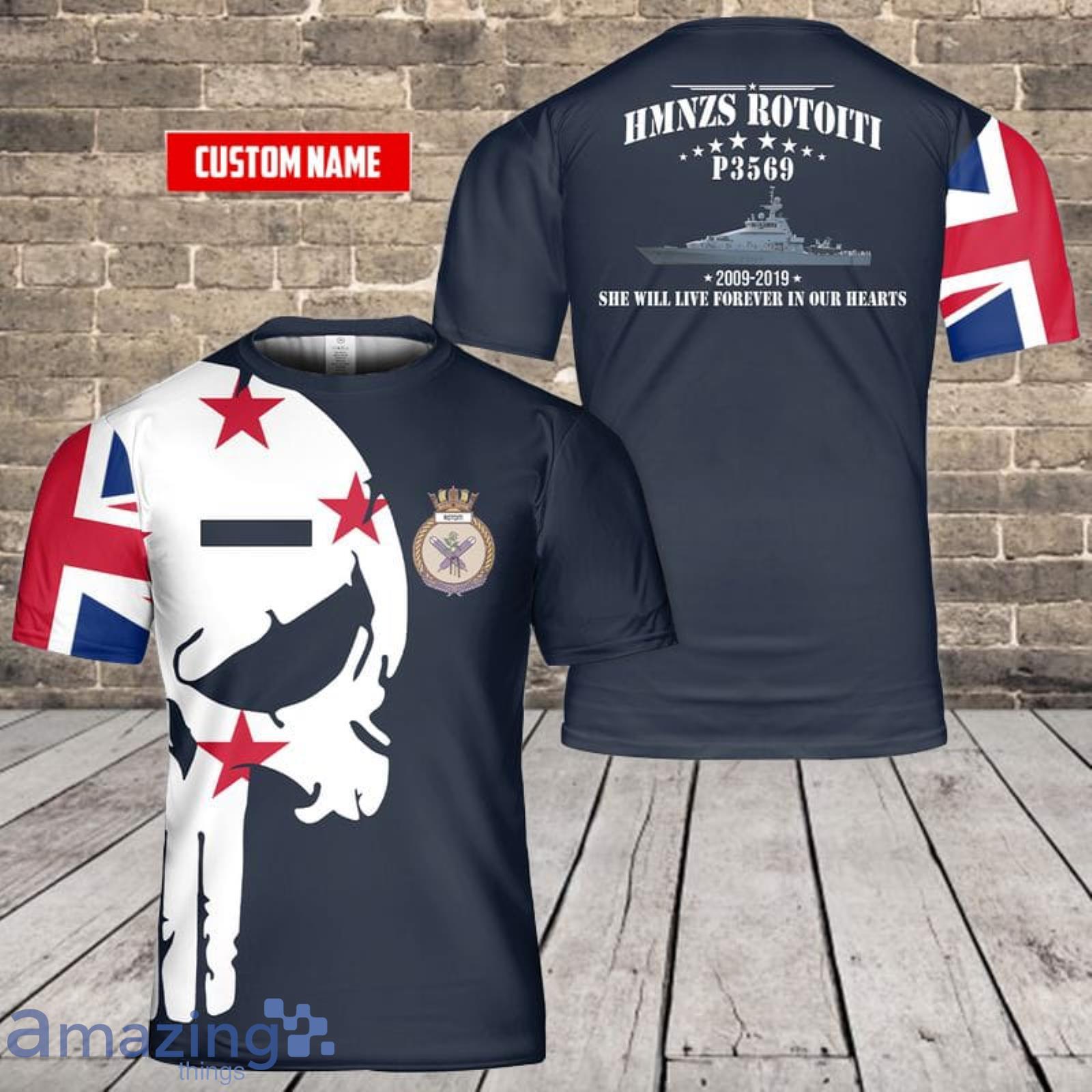 Custom Name Royal New Zealand Navy HMNZS Rotoiti (P3569) Lake-class Inshore Patrol Vessel 3D T-Shirt  For Fans Product Photo 1