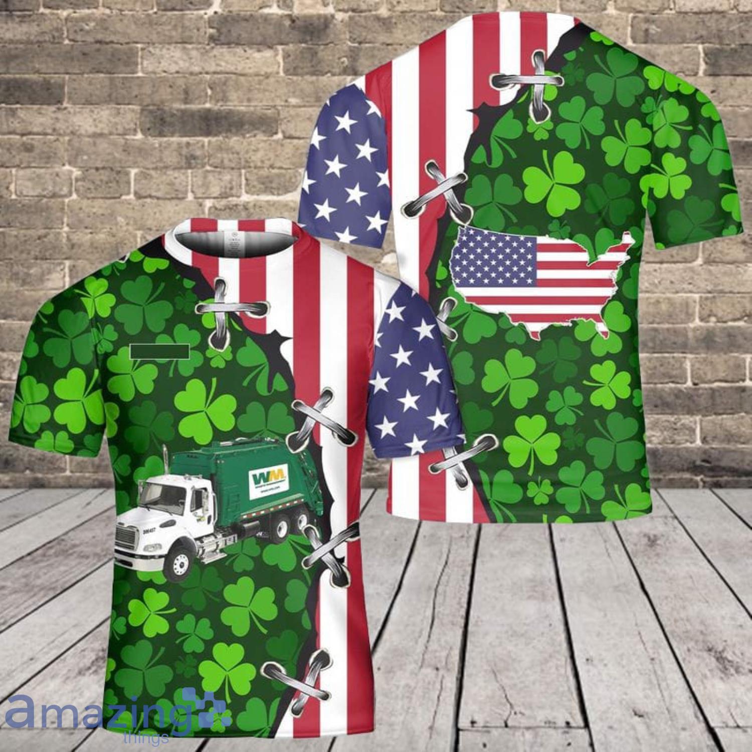 Custom Name Saint Patrick's Day Waste Management 3D T-Shirt Product Photo 1