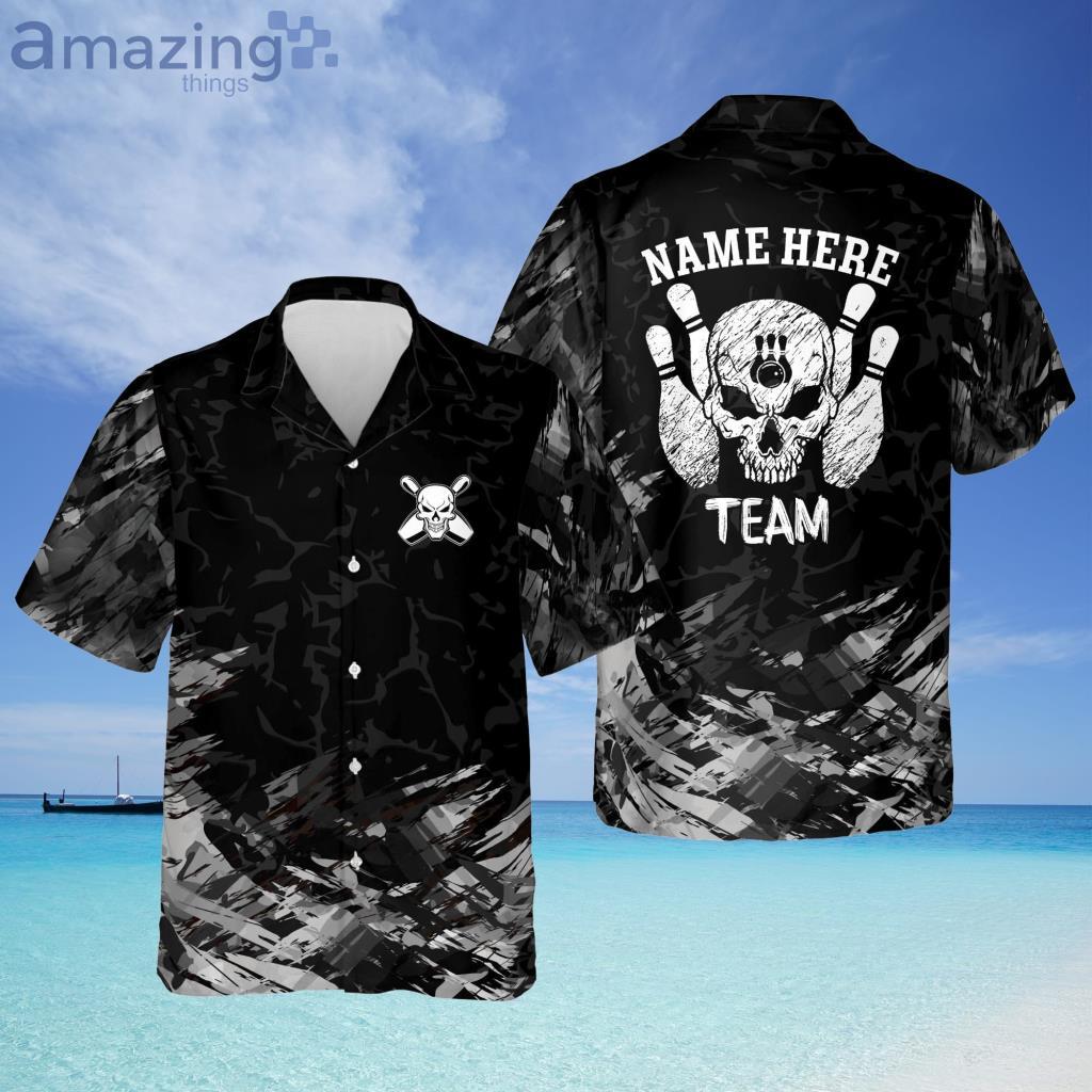 Custom Name Skull Bowling Black Hawaiian  Shirt For Men And Women - Custom Name Skull Bowling Black Hawaiian  Shirt For Men And Women