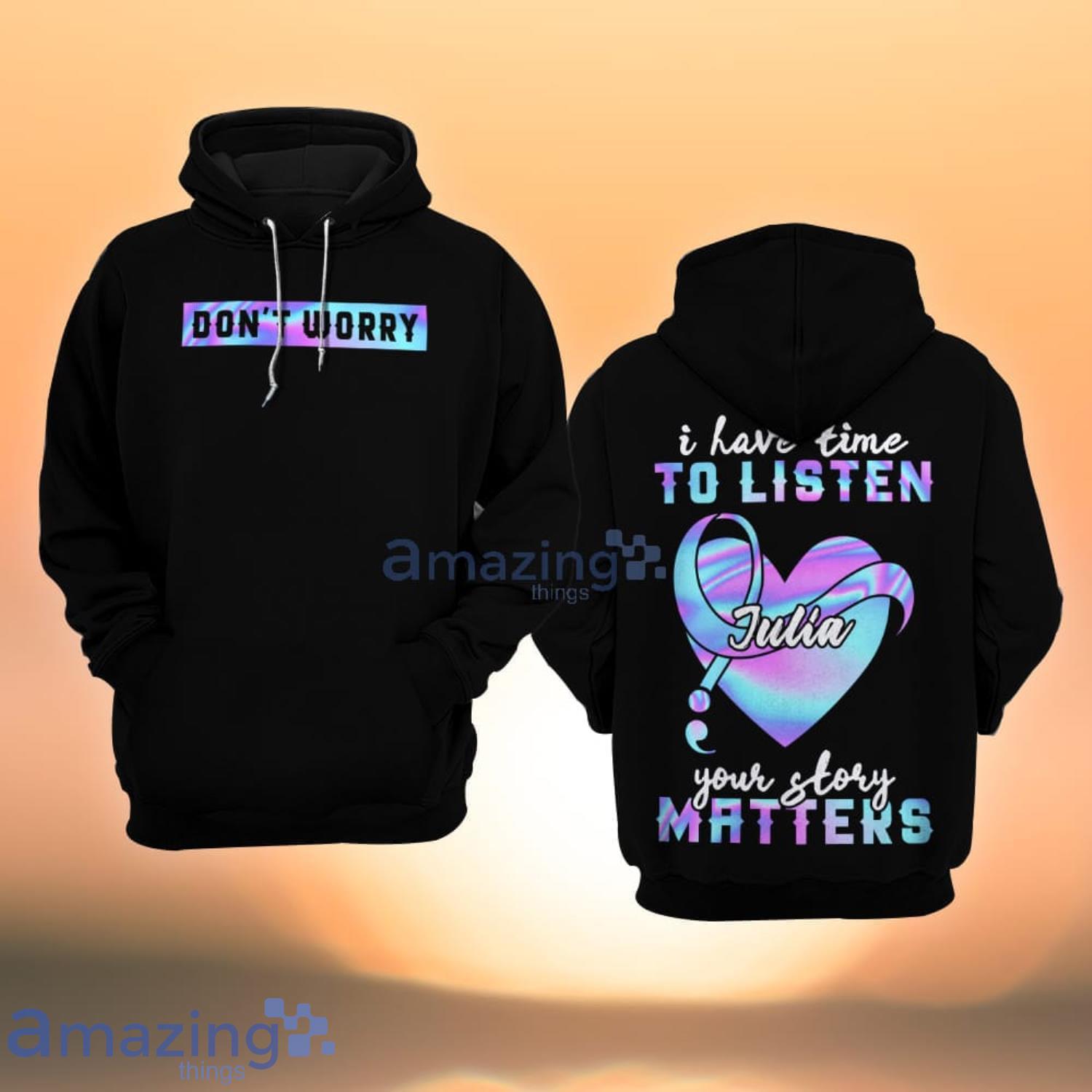 Custom Name Suicide Awareness Don’t Worry Heart All Over Print 3D Hoodie Product Photo 1 Custom Name Suicide Awareness Don’t Worry Heart All Over Print 3D Hoodie Product Photo 1