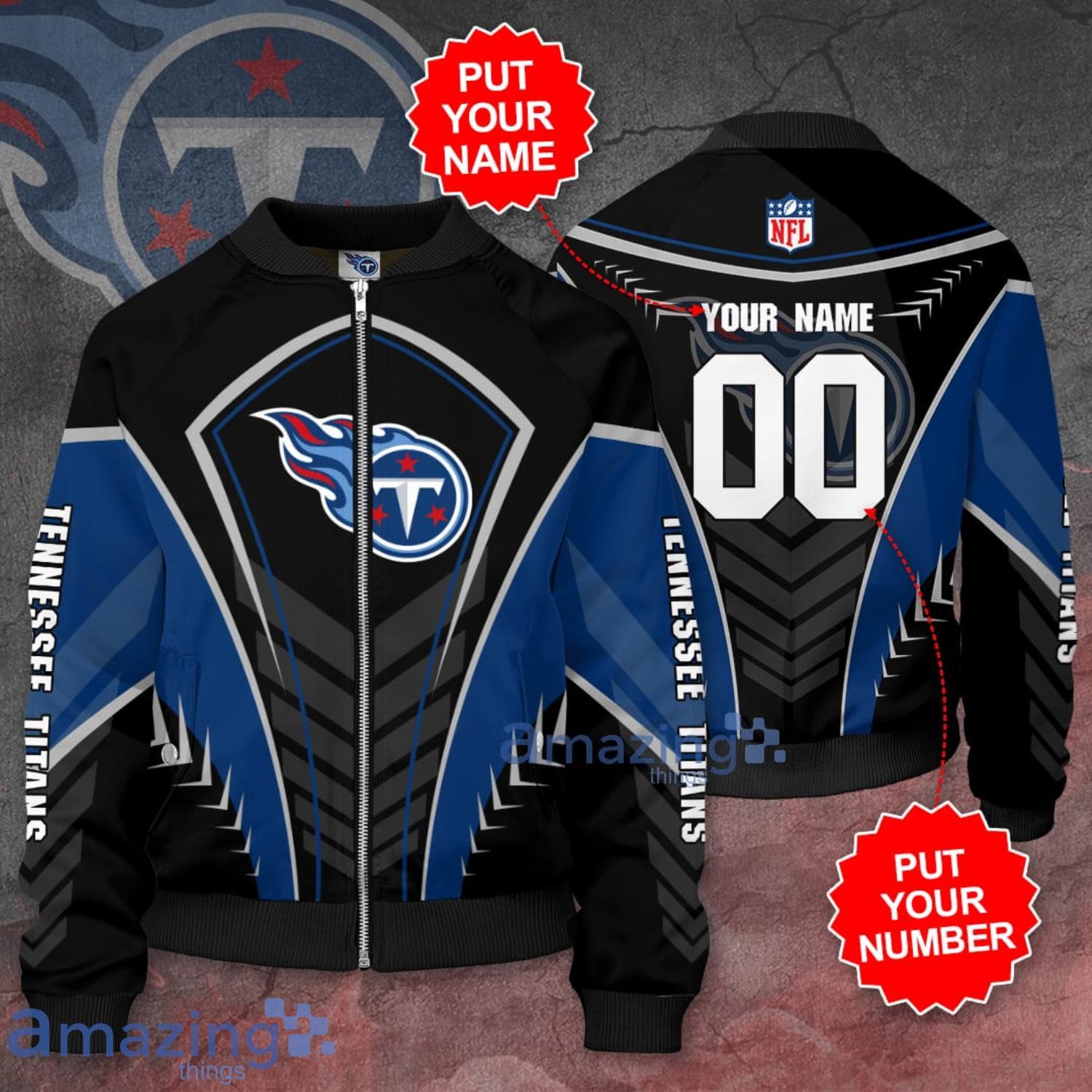 Custom Name Tennessee Titans Professional Football Team Black 3D Bomber Jacket For Fans Product Photo 1