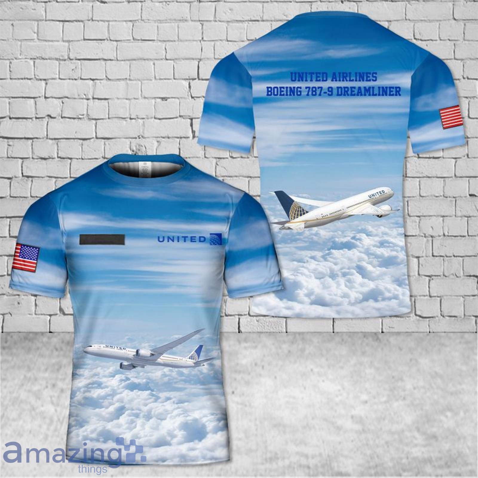Custom Name United Airlines Boeing 787-9 Dreamliner 3D T-Shirt Product Photo 1 Custom Name United Airlines Boeing 787-9 Dreamliner 3D T-Shirt Product Photo 1