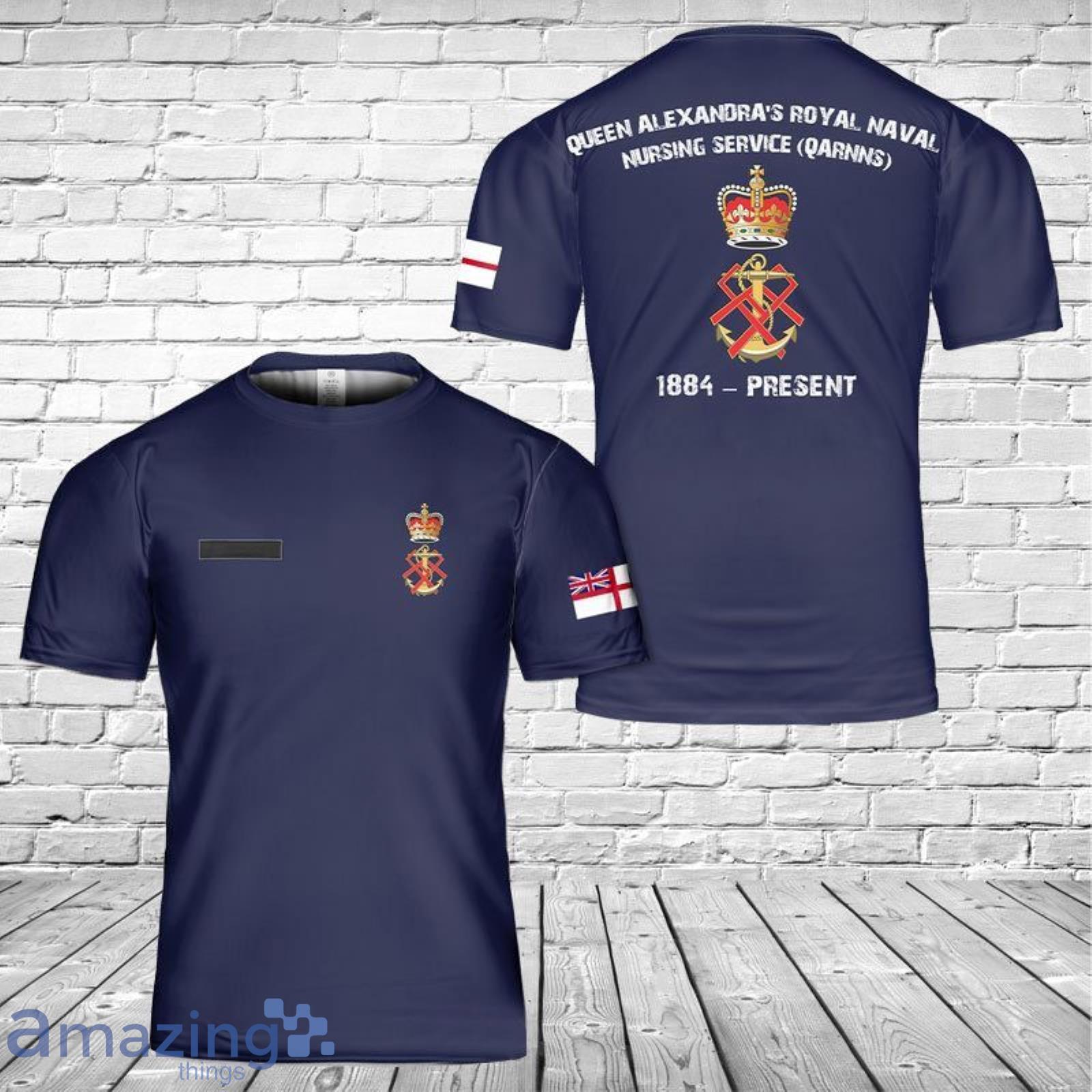 Custom Name United Kingdom Queen Alexandra's Royal Naval Nursing Service (QARNNS) 3D T-Shirt Product Photo 1