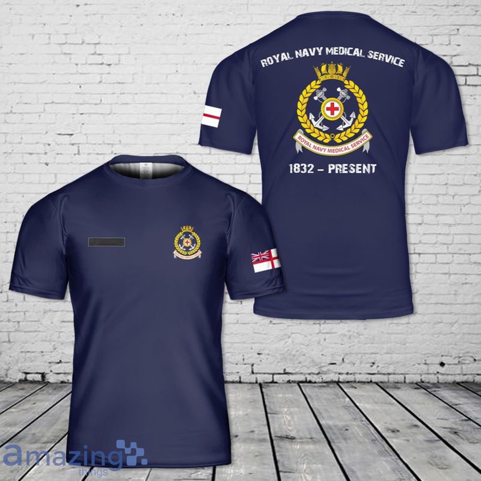 Custom Name United Kingdom Royal Navy Medical Service 3D T-Shirt Product Photo 1