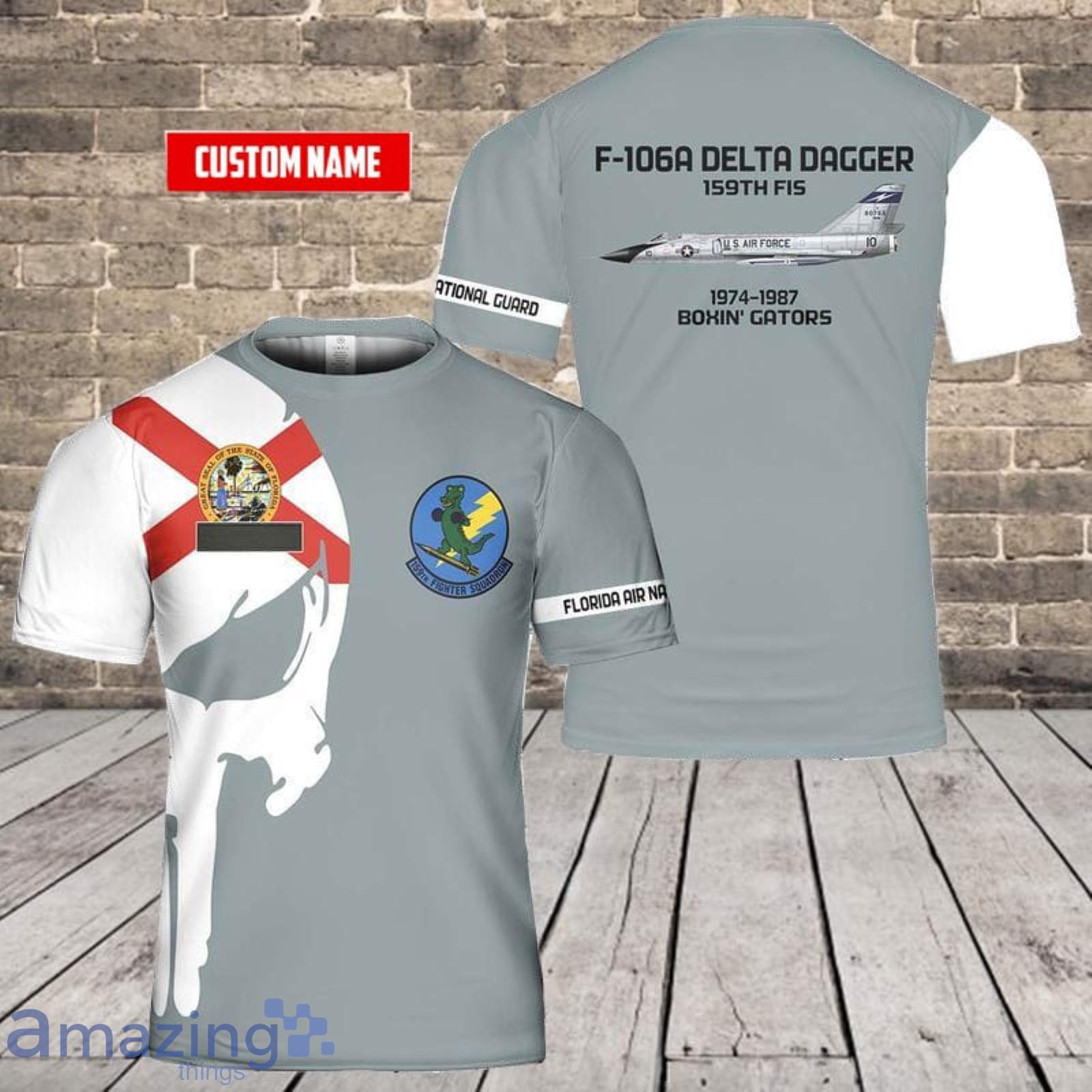 Custom Name US Air Force Florida Air National Guard 159th Fighter Interceptor Squadron F-106A Delta Dart 3D T-Shirt  For Fans Product Photo 1