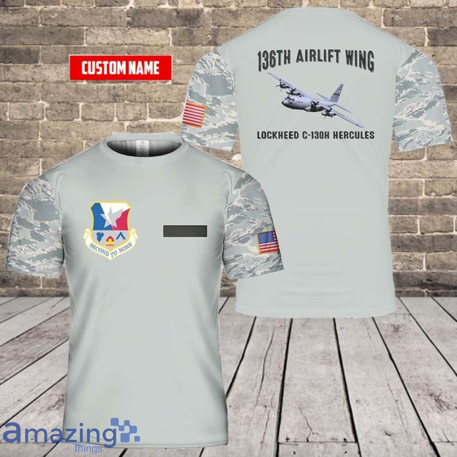 Custom Name US Air Force Texas Air National Guard 136th Airlift Wing Lockheed C-130H Hercules 3D T-Shirt  For Fans Product Photo 1