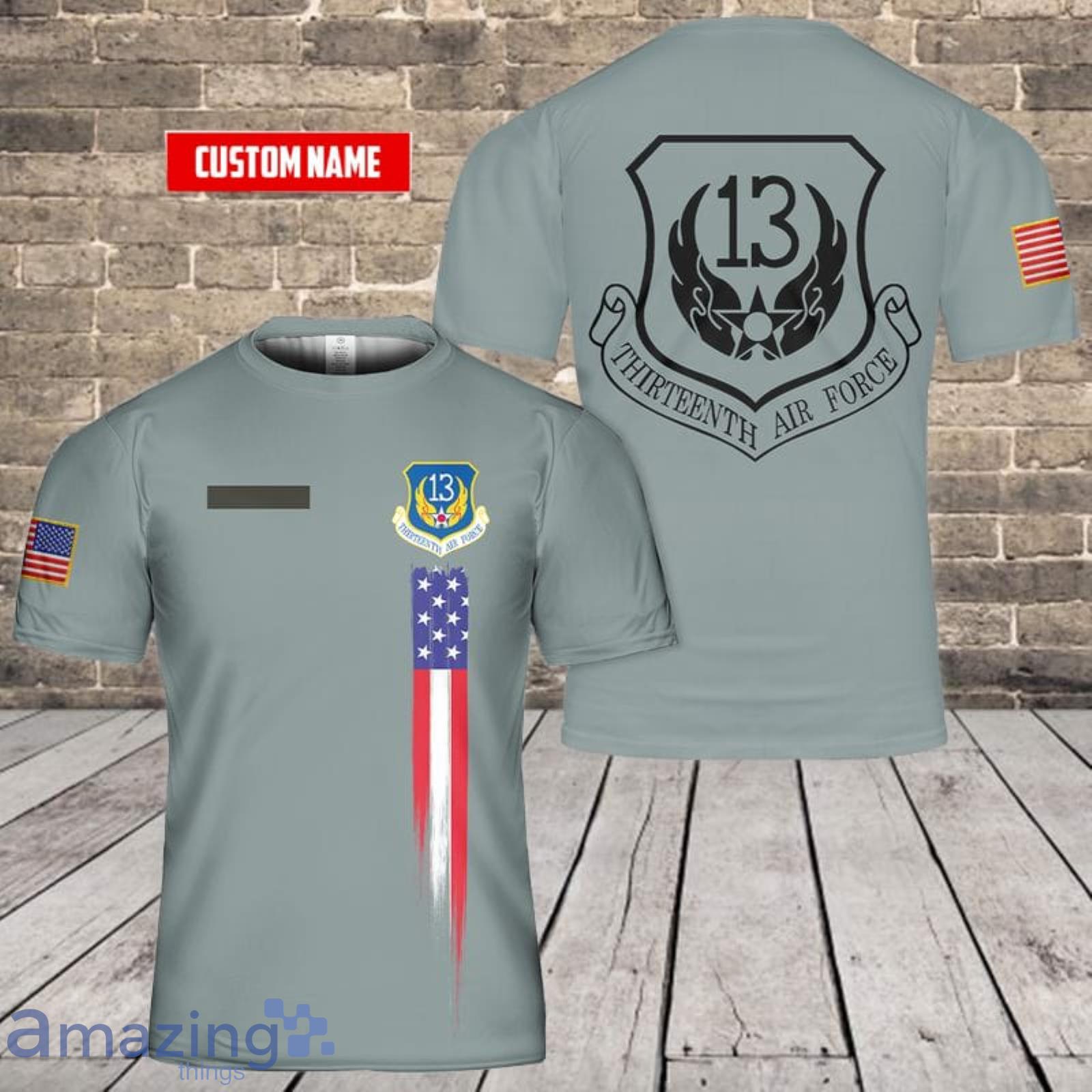 Custom Name US Air Force Thirteenth Air Force (Air Forces Pacific) (13 AF) 3D T-Shirt  For Fans Product Photo 1