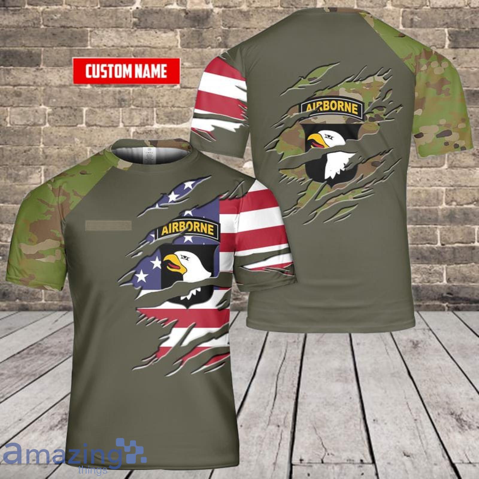 Custom Name US Army 101st Airborne Division 3D T-Shirt  For Fans Product Photo 1