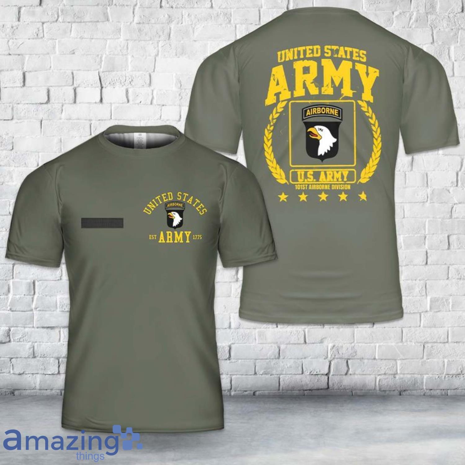 Custom Name US Army 101st Airborne Division 3D T-Shirt Product Photo 1