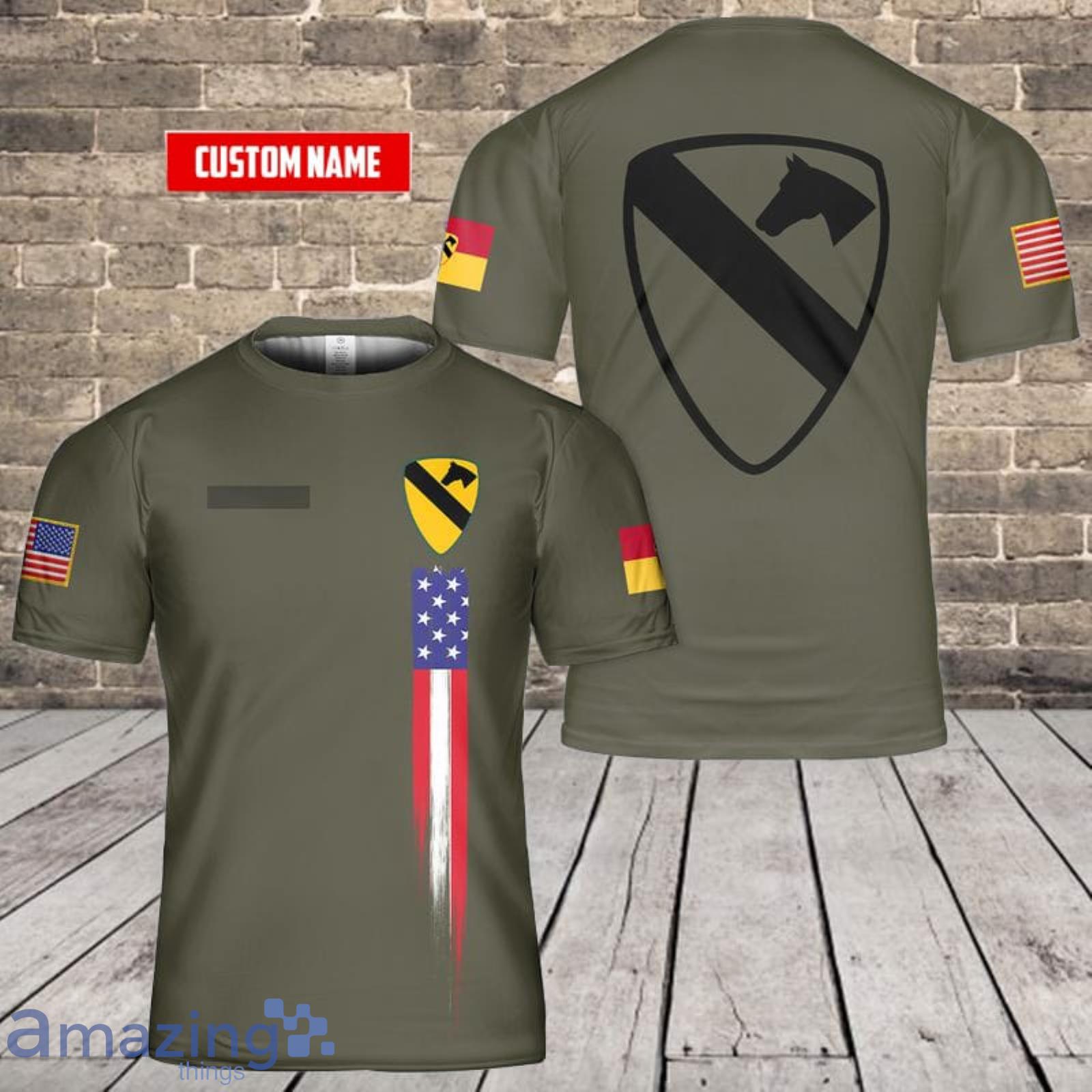 Custom Name US Army 1st Cavalry Division 3D T-Shirt  For Fans Product Photo 1
