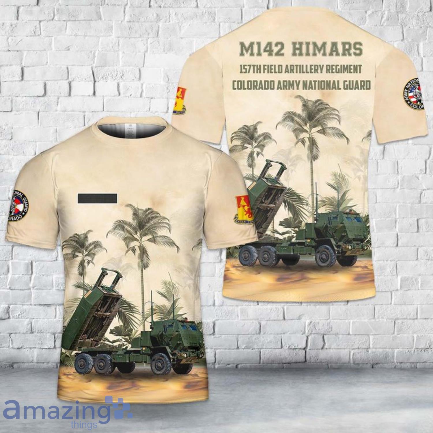 Custom Name US Army M142 HIMARS 157th Field Artillery Regiment Of Colorado Army National Guard 3D T-Shirt Product Photo 1