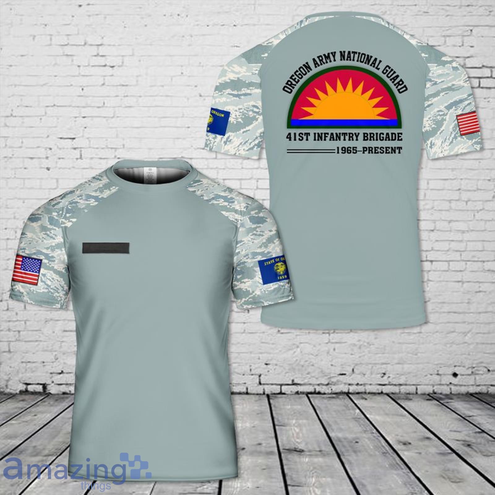 Custom Name US Army Oregon Army National Guard 41st Infantry Brigade Combat Team 3D T-Shirt Product Photo 1