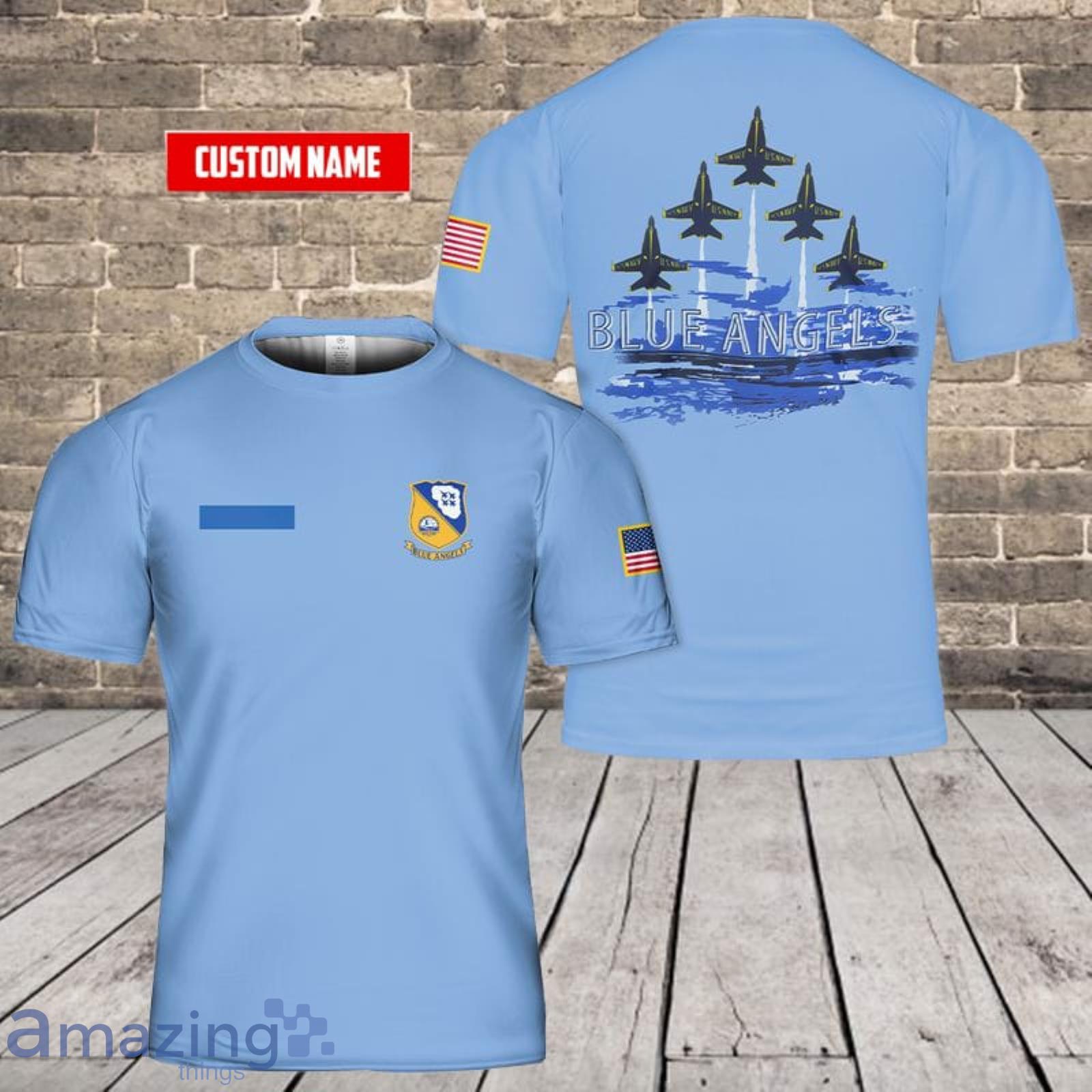 Custom Name US Navy Blue Angels 3D T-Shirt  For Fans Product Photo 1