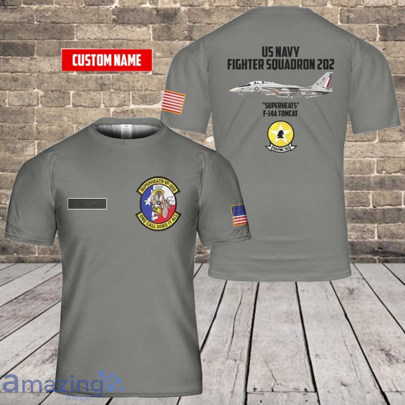 Custom Name US Navy F-14A Tomcat Of VF-202 Superheats 3D T-Shirt  For Fans Product Photo 1