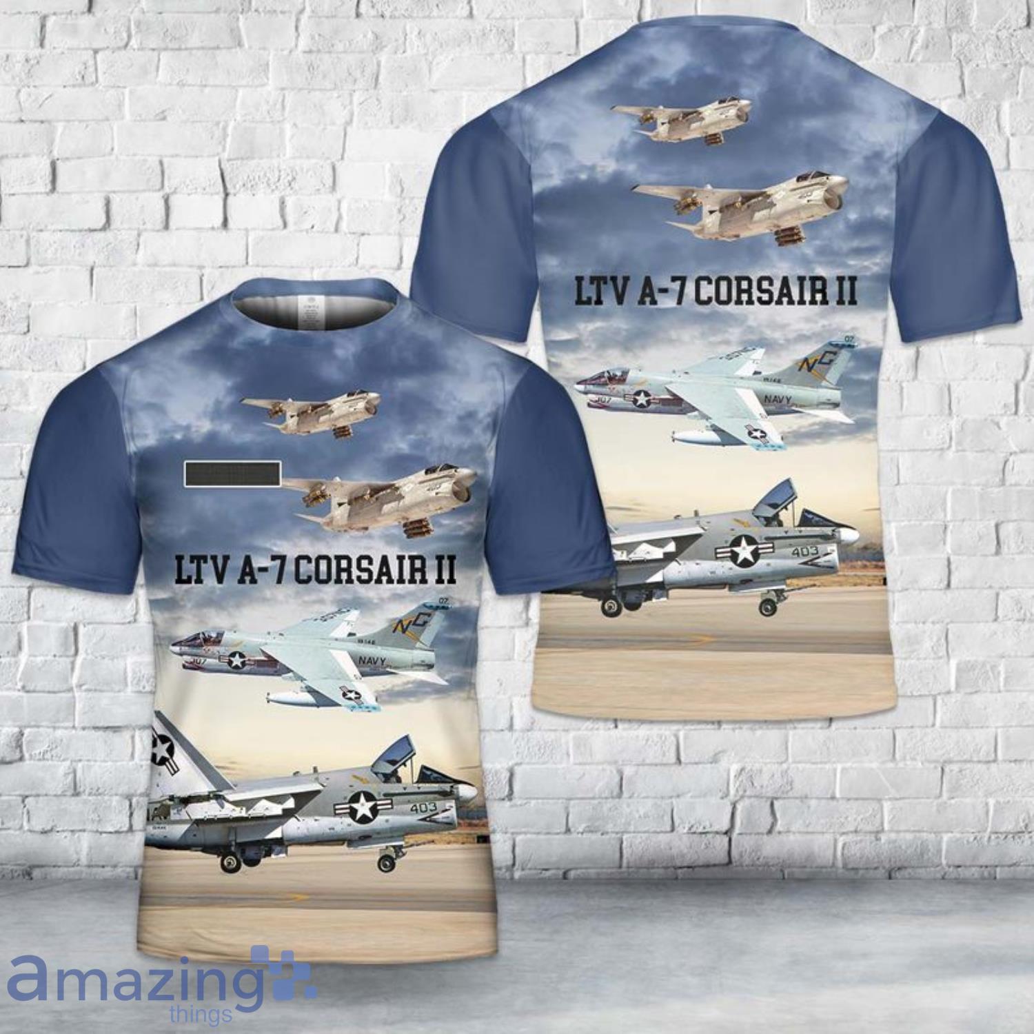Custom Name US Navy LTV A-7 Corsair II 3D T-Shirt Product Photo 1