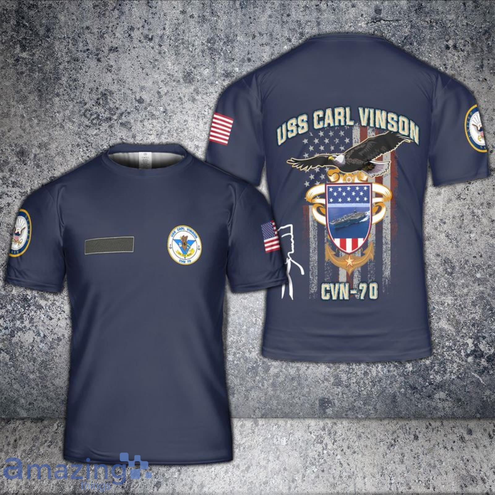 Custom Name US Navy USS Carl Vinson (CVN-70) 3D T-Shirt Product Photo 1