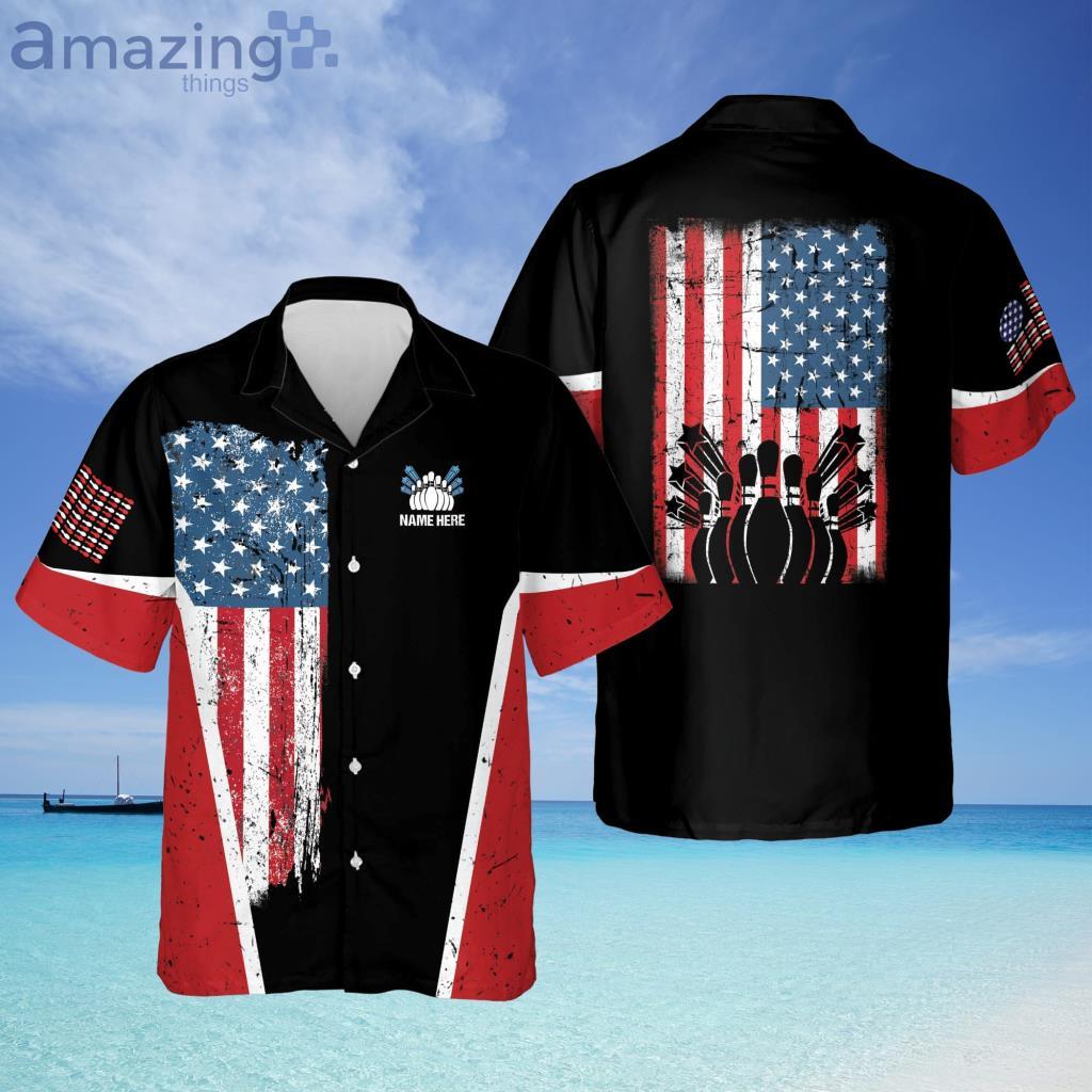 Custom Name Usa Flag Patriotic Bowling Hawaiian Shirt - Custom Name Usa Flag Patriotic Bowling Hawaiian Shirt Custom Name Usa Flag Patriotic Bowling Hawaiian Shirt - Custom Name Usa Flag Patriotic Bowling Hawaiian Shirt