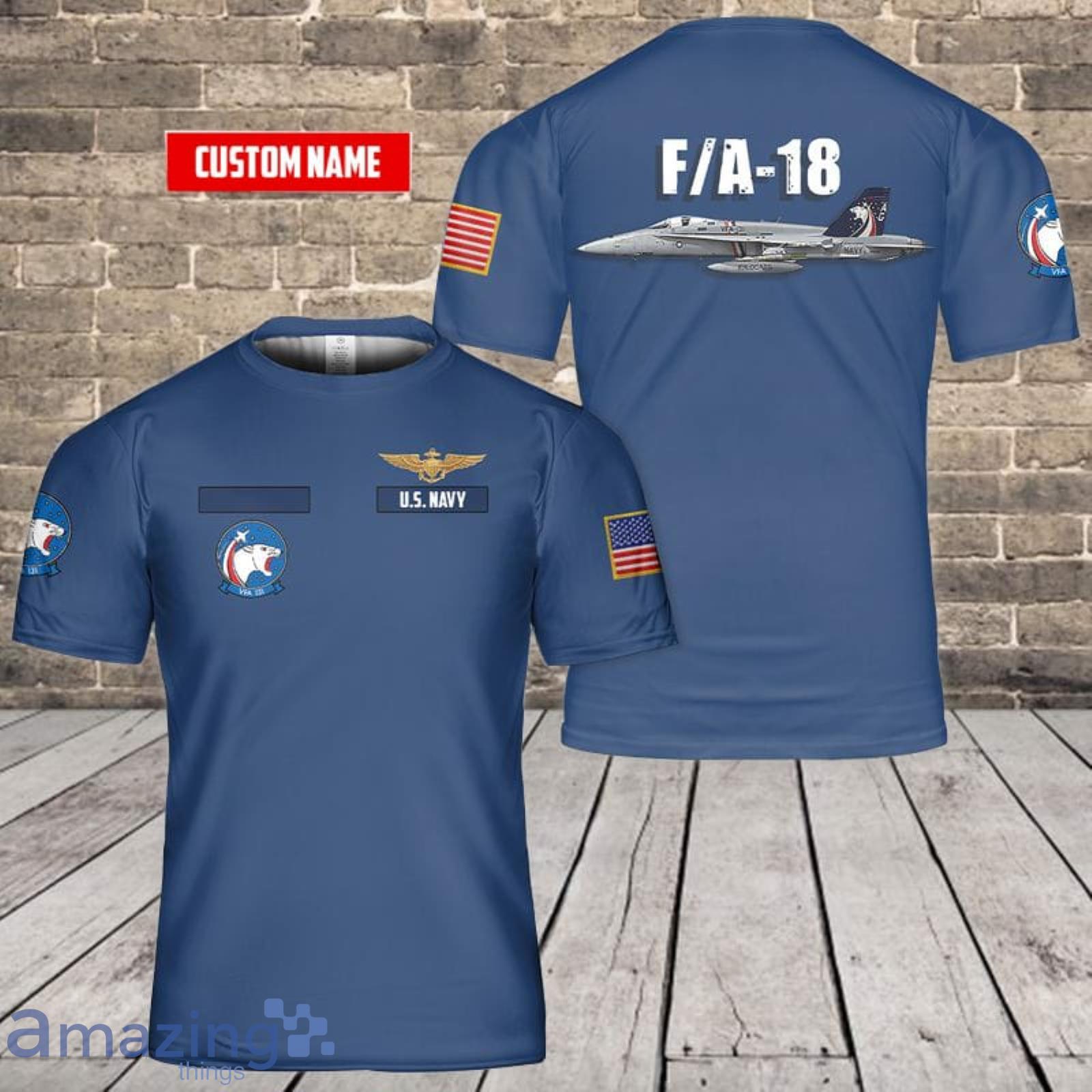 Custom Name VFA-131 Wild Cats U.S Navy FA-18E 3D T-Shirt  For Fans Product Photo 1