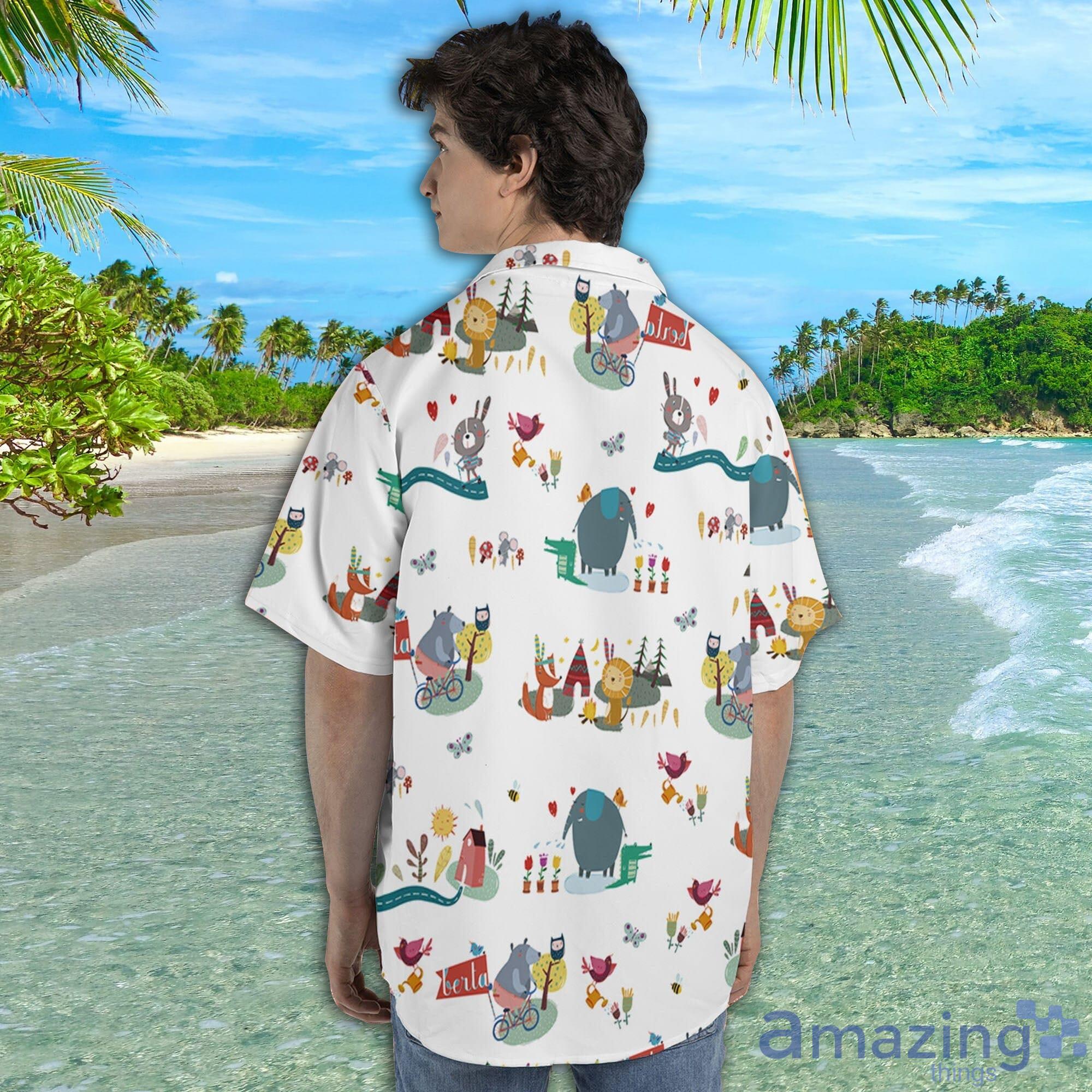 Cute Animal Camp Short Sleeve AOP Hawaiian Shirt For Summer image Cute Animal Camp Short Sleeve AOP Hawaiian Shirt For Summer Product Photo 5