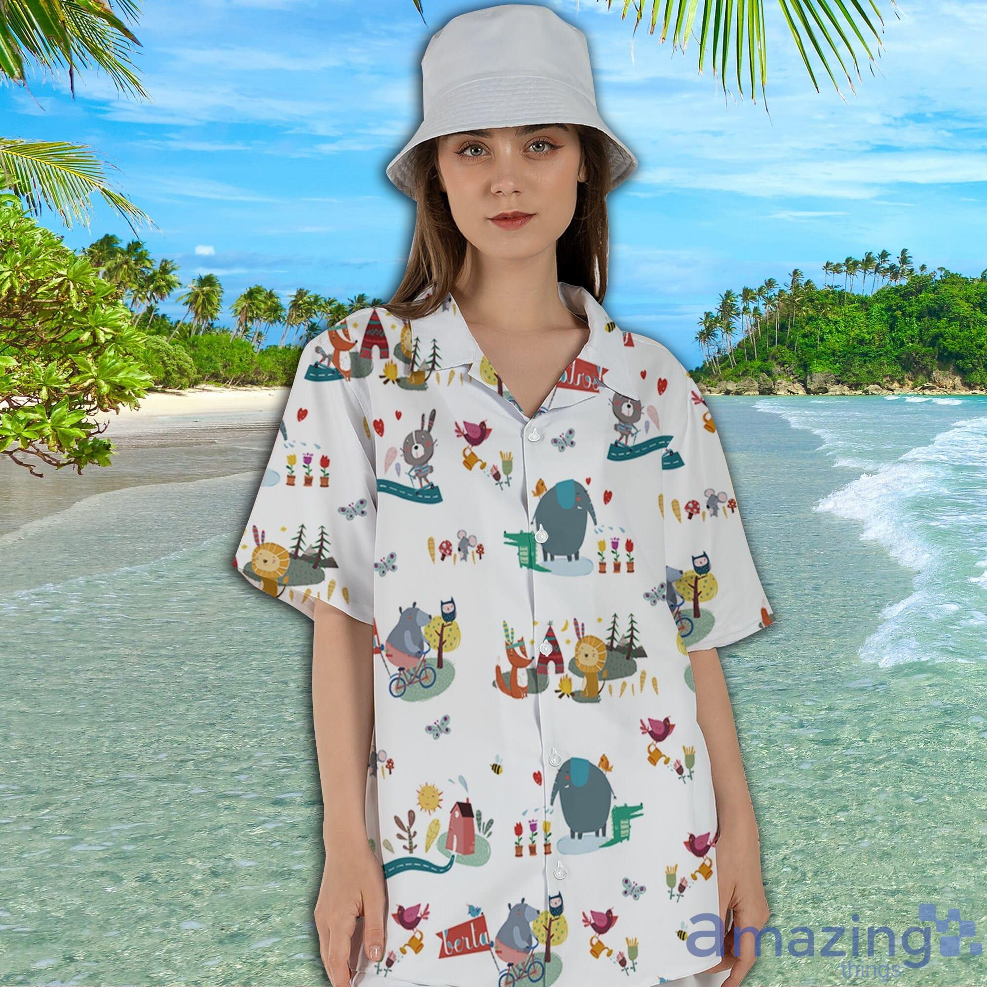Cute Animal Camp Short Sleeve AOP Hawaiian Shirt For Summer image Cute Animal Camp Short Sleeve AOP Hawaiian Shirt For Summer Product Photo 6