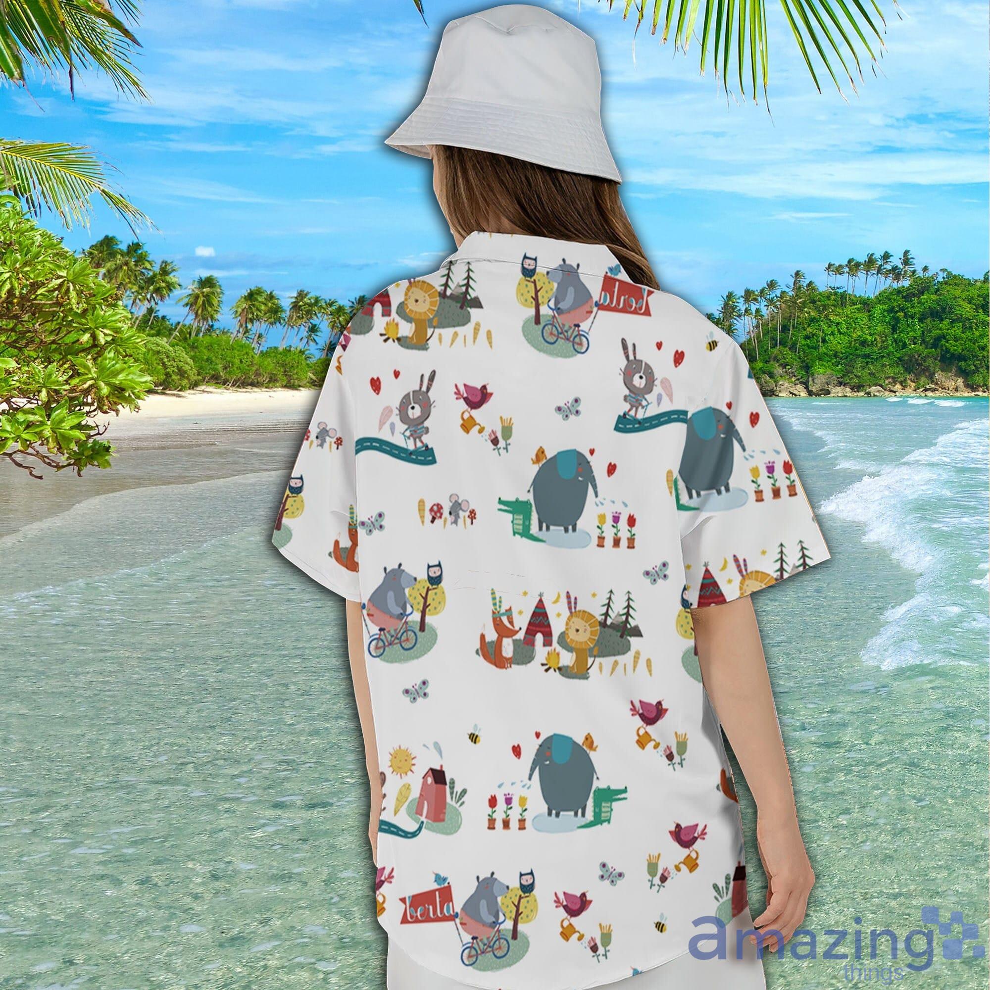 Cute Animal Camp Short Sleeve AOP Hawaiian Shirt For Summer image Cute Animal Camp Short Sleeve AOP Hawaiian Shirt For Summer Product Photo 7
