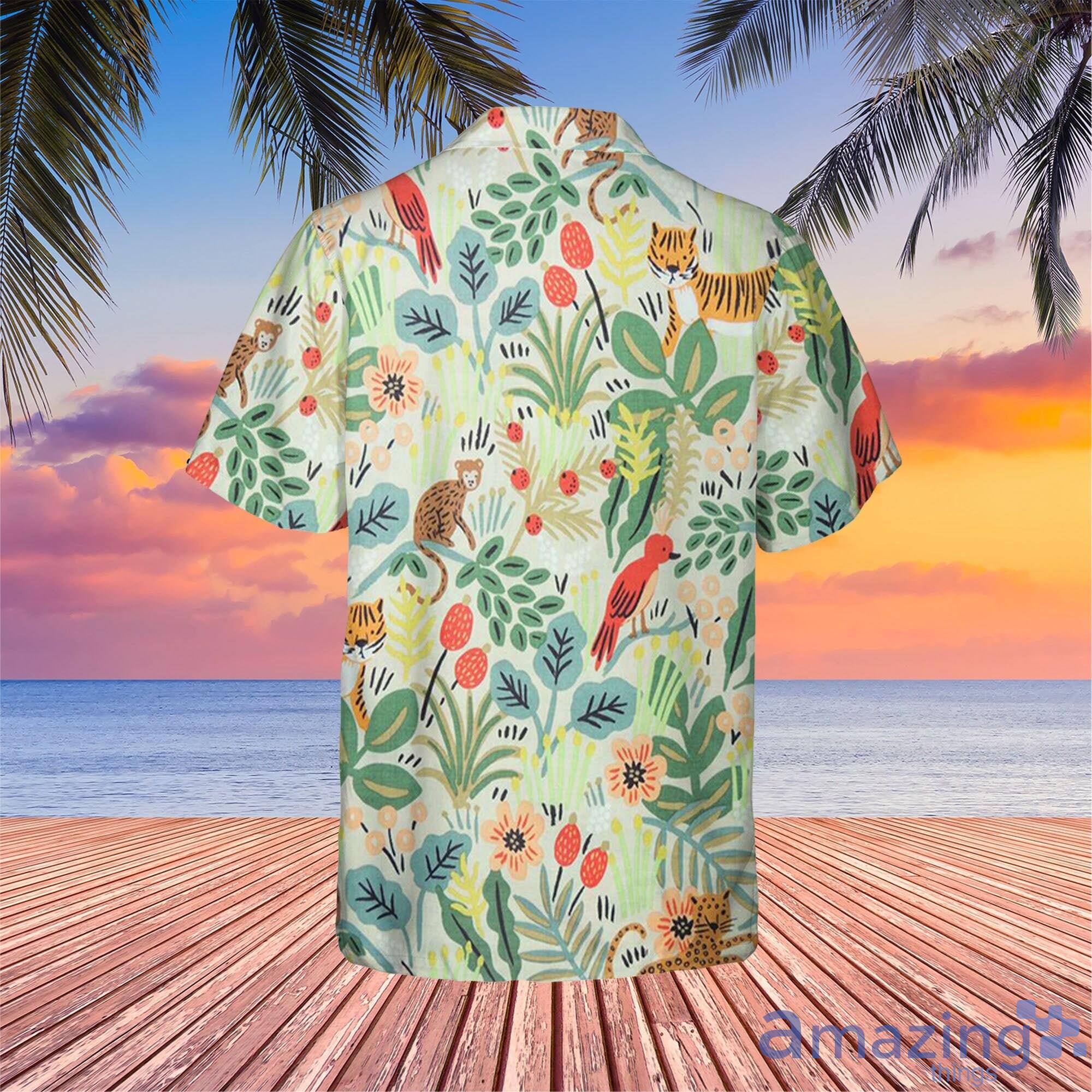 Cute Animal Jungle Short Sleeve AOP Hawaiian Shirt For Summer image Cute Animal Jungle Short Sleeve AOP Hawaiian Shirt For Summer Product Photo 3