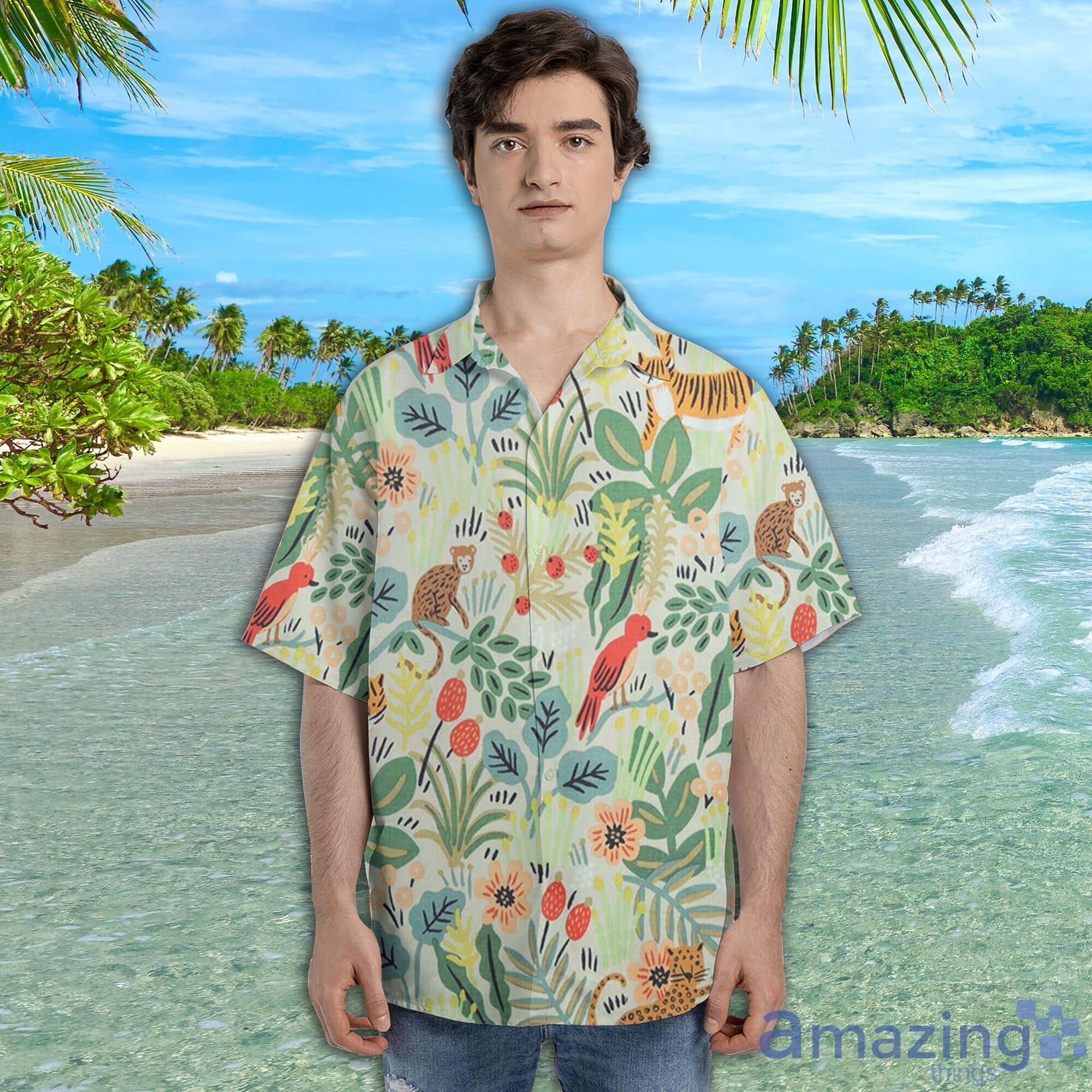 Cute Animal Jungle Short Sleeve AOP Hawaiian Shirt For Summer image Cute Animal Jungle Short Sleeve AOP Hawaiian Shirt For Summer Product Photo 4