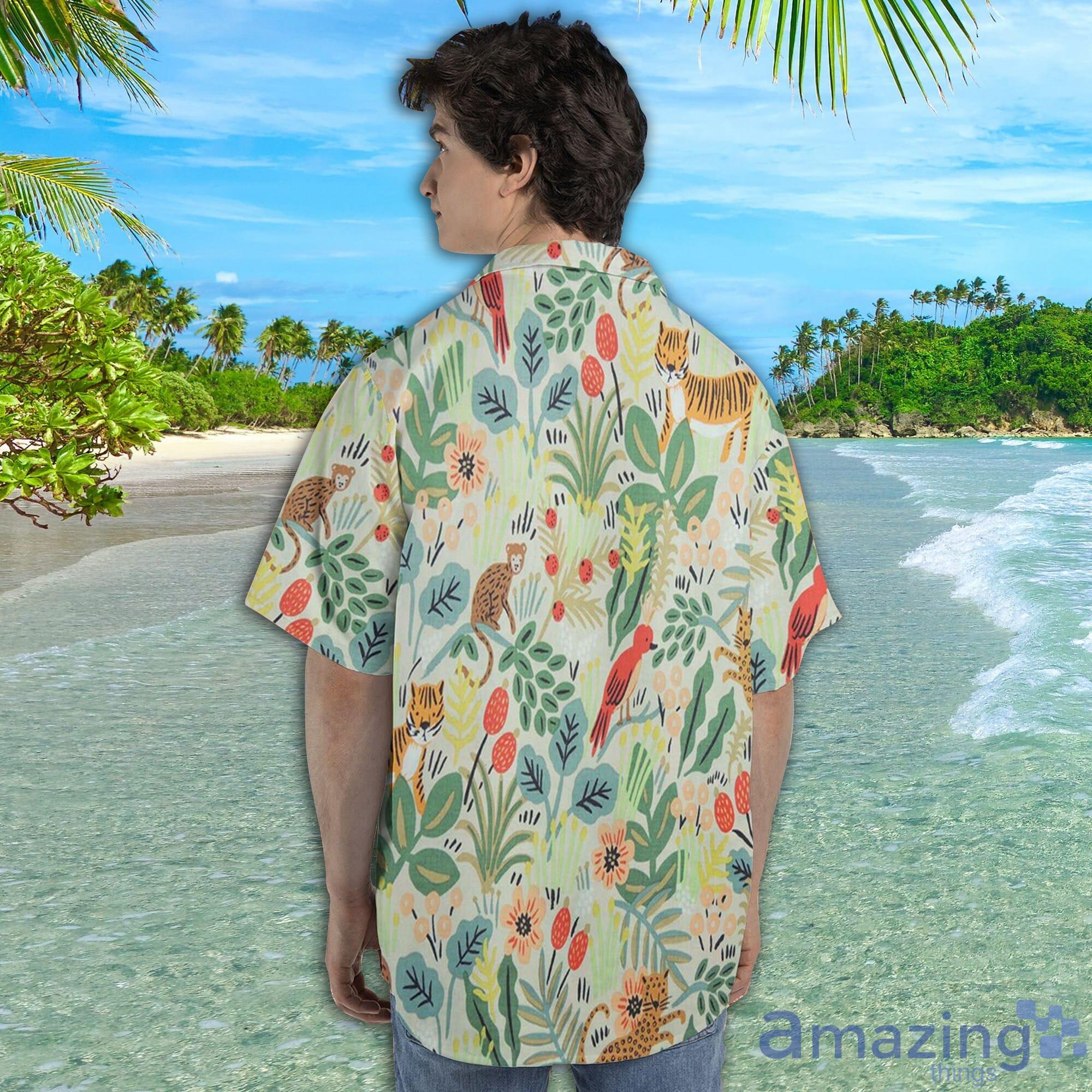 Cute Animal Jungle Short Sleeve AOP Hawaiian Shirt For Summer image Cute Animal Jungle Short Sleeve AOP Hawaiian Shirt For Summer Product Photo 5