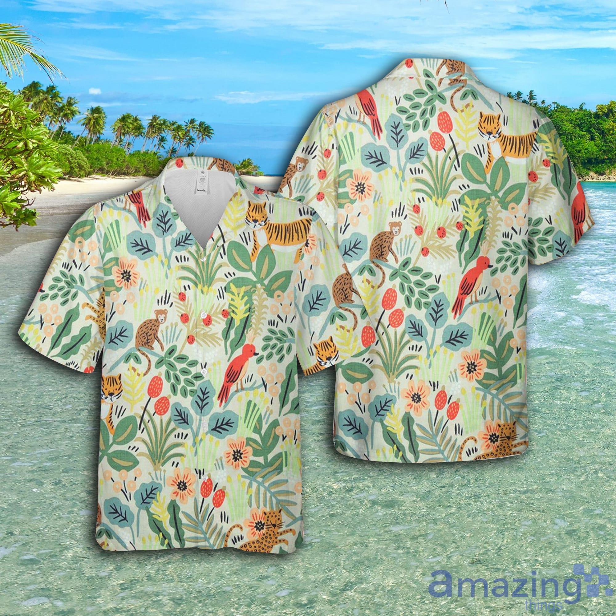 Cute Animal Jungle Short Sleeve AOP Hawaiian Shirt For Summer Product Photo 1