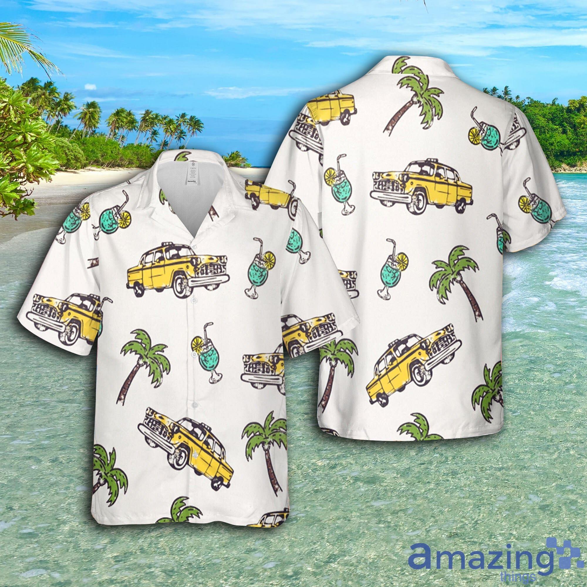 Cute Coconut Tree Taxi Short Sleeve AOP Hawaiian Shirt For Summer Product Photo 1
