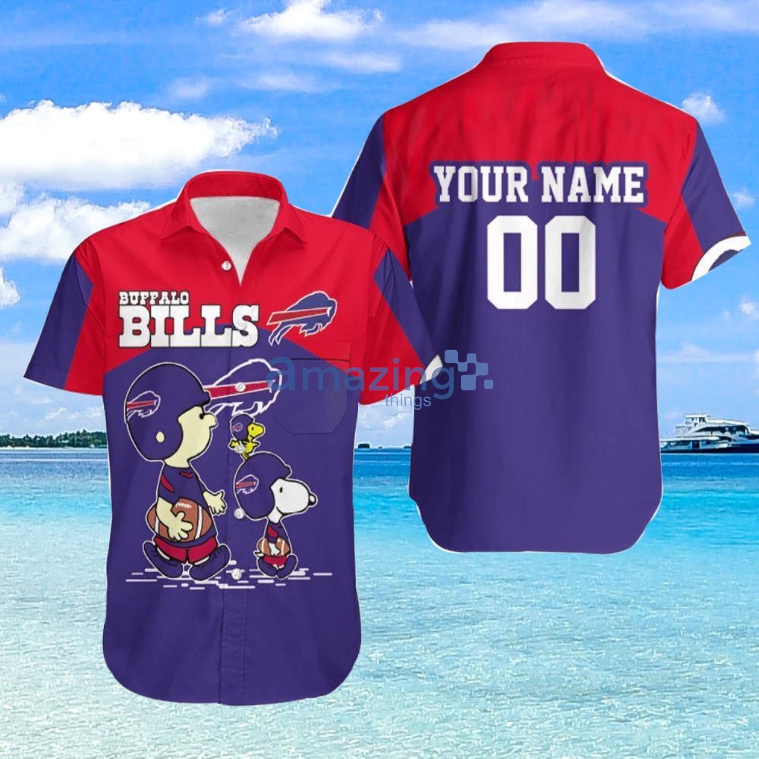 Cute Snoopy Buffalo Bills Snoopy Fan Custom Name & Number Hawaiian Shirt