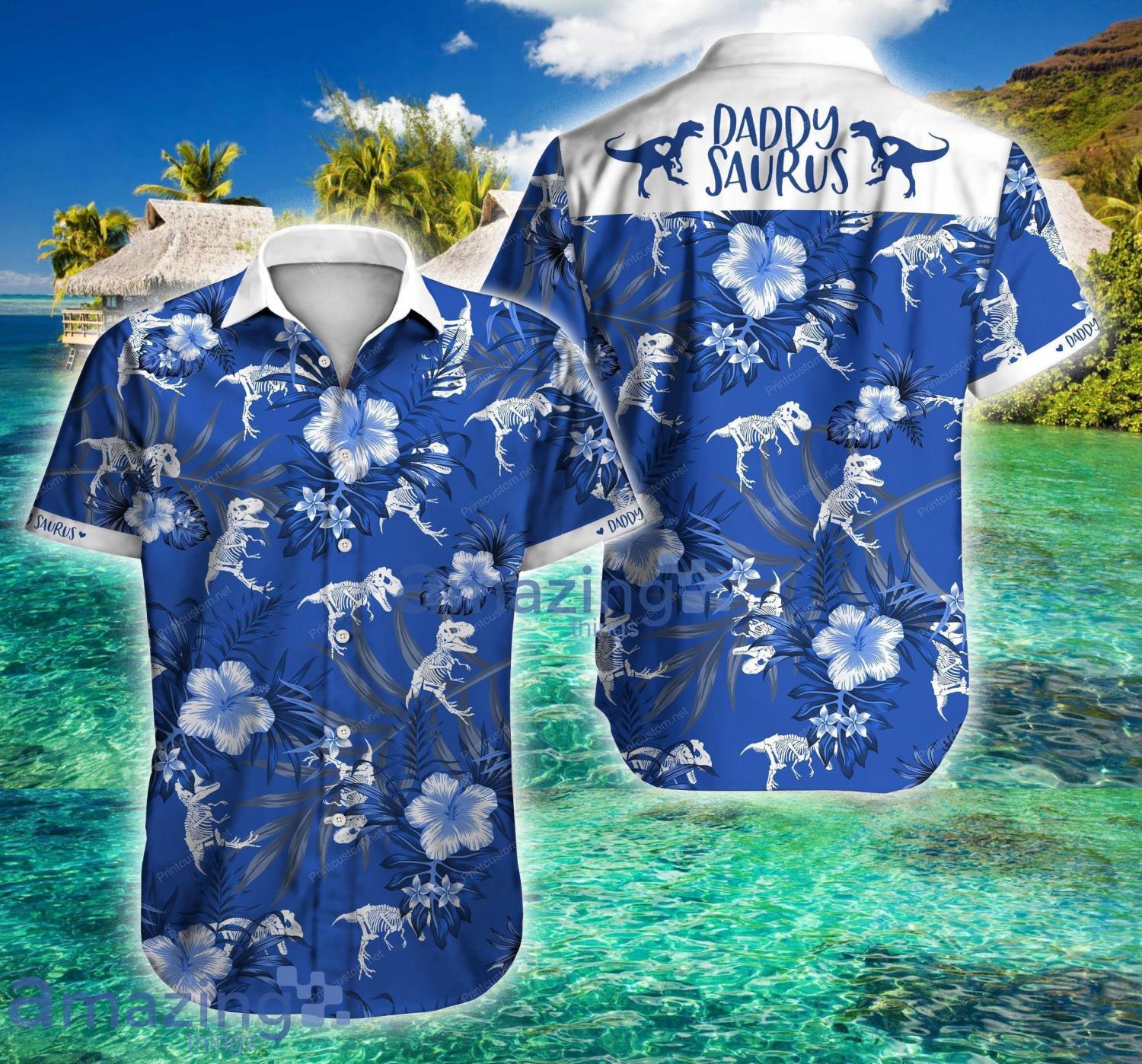 Daddysaurus Tropical Short Sleeve Hawaiian Shirt For Men And Women Product Photo 1