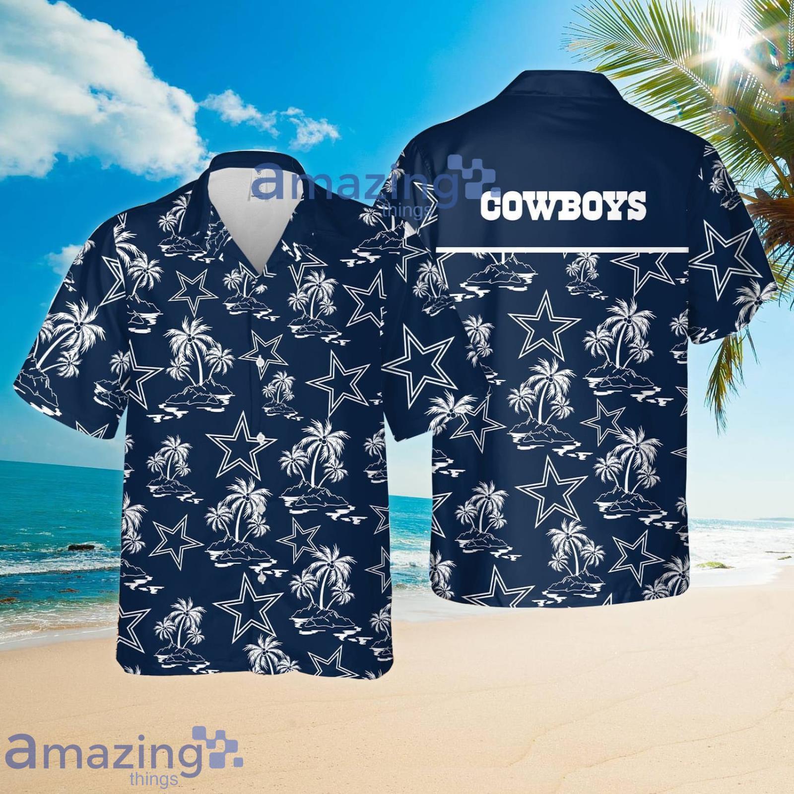 Dallas Cowboys Palm Trees Pattern Hawaii Style Summer Set Hawaiian Shirt And Shorts Product Photo 1
