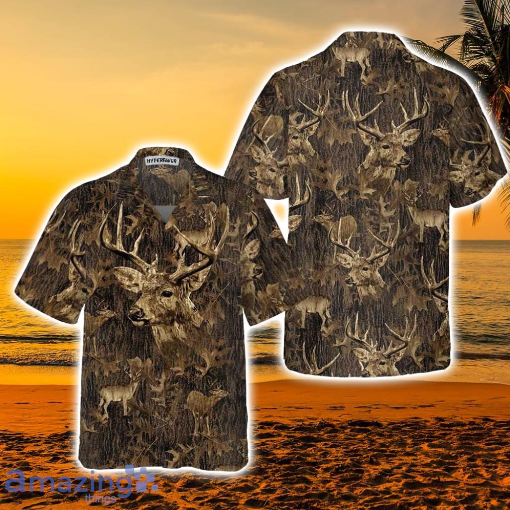 Deer Season Big Buck With Camouflage Pattern Hunting Tropical Hawaiian Shirt - Deer Season Big Buck With Camouflage Pattern Hunting Tropical Hawaiian Shirt