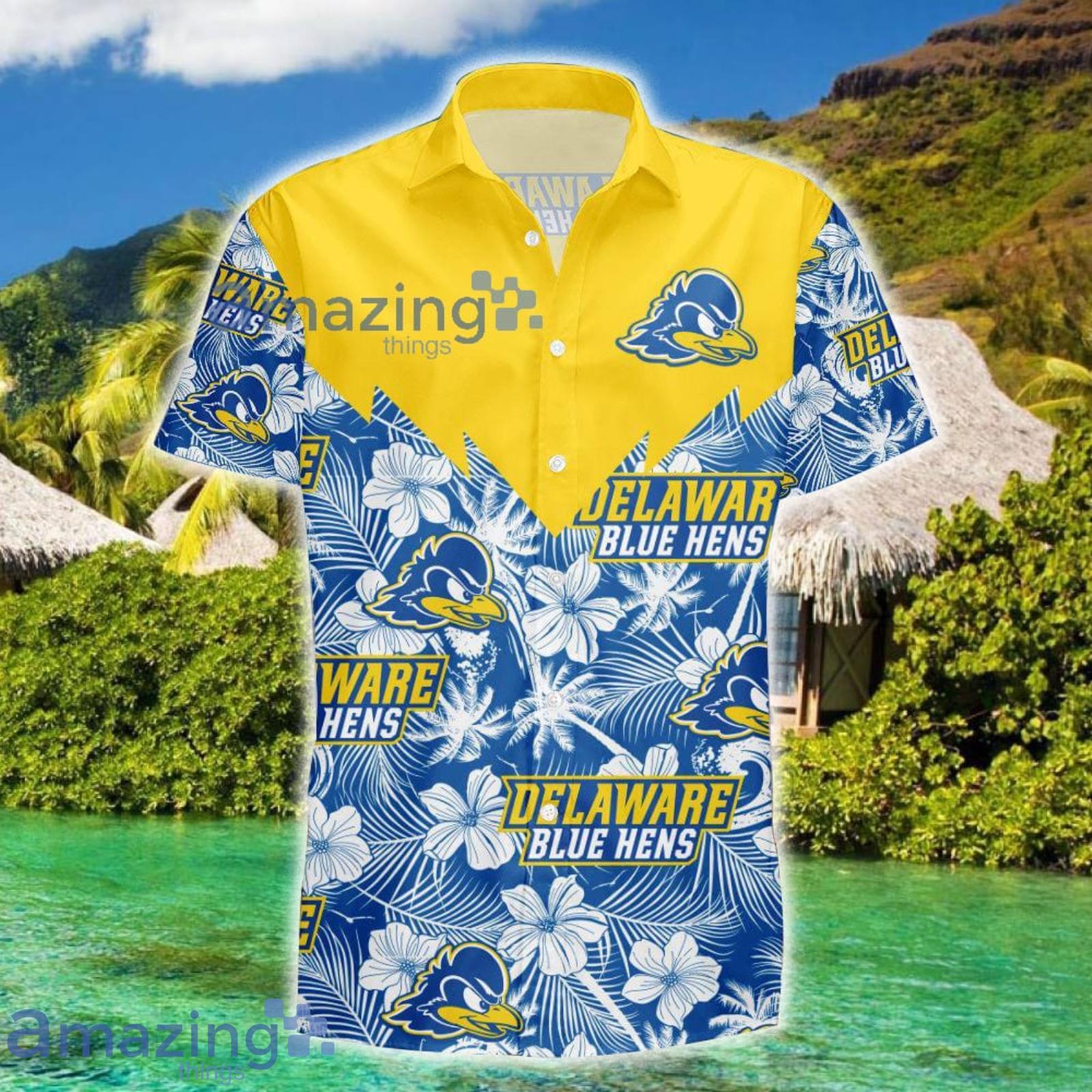 Delaware Blue Hens Tropical Seamless NCAA Fans Hawaiian Shirt Product Photo 1
