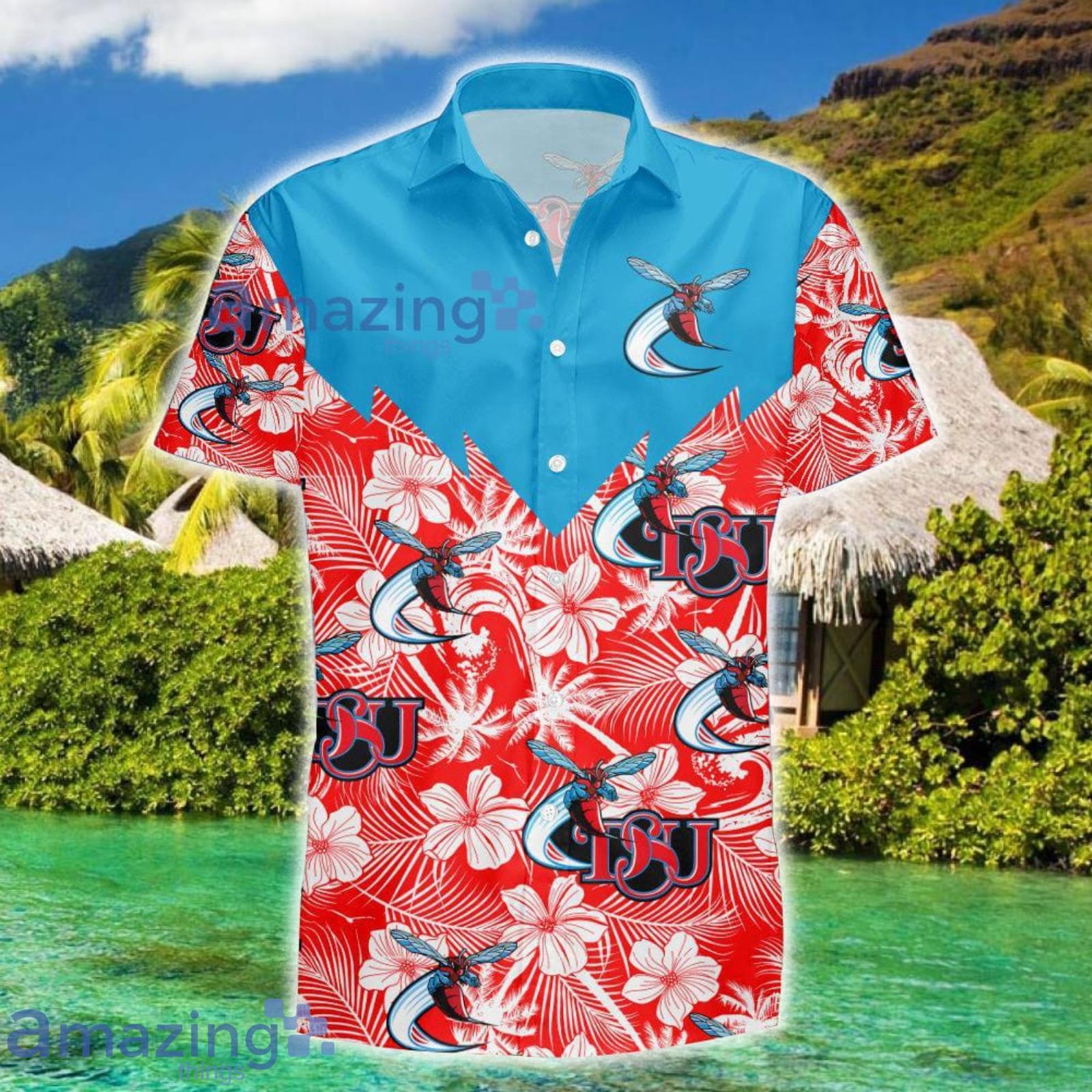 Delaware State Hornets Tropical Seamless NCAA Fans Hawaiian Shirt Product Photo 1